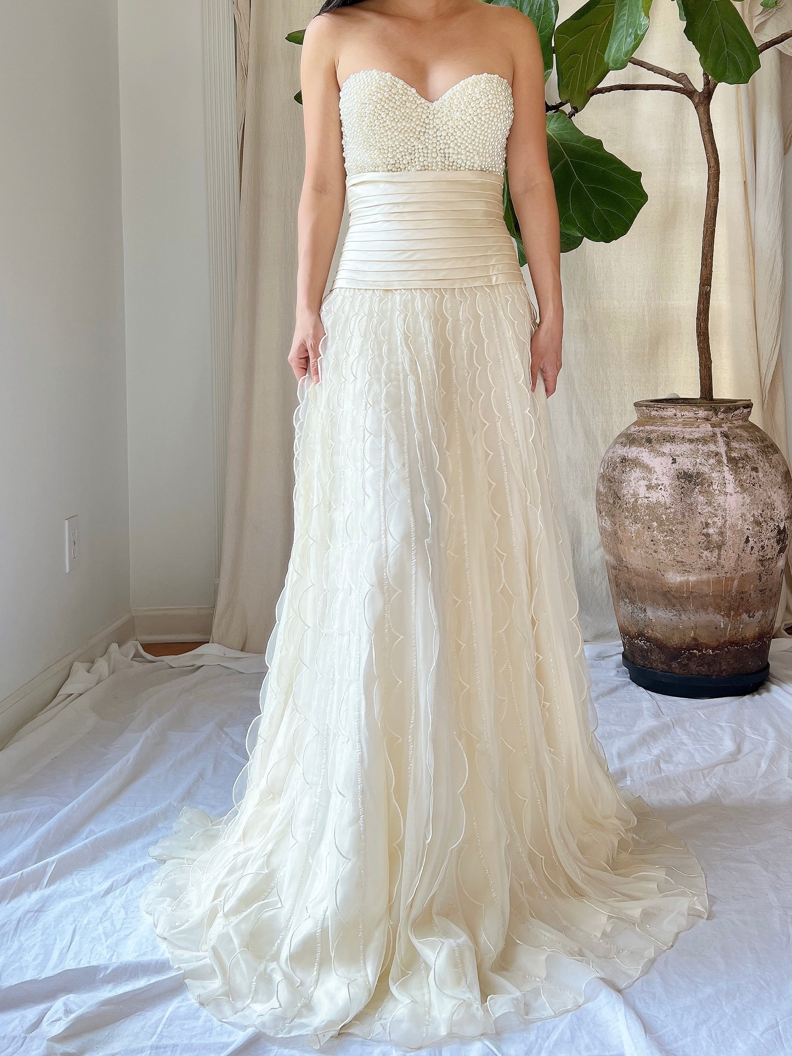 Vintage High-Waisted Tulle Beaded Skirt - XS