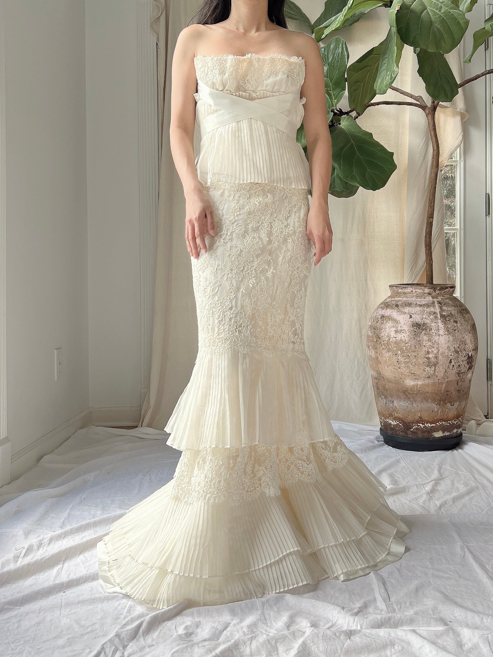 Vintage Silk Organza 2-Piece Lace Ensemble - S