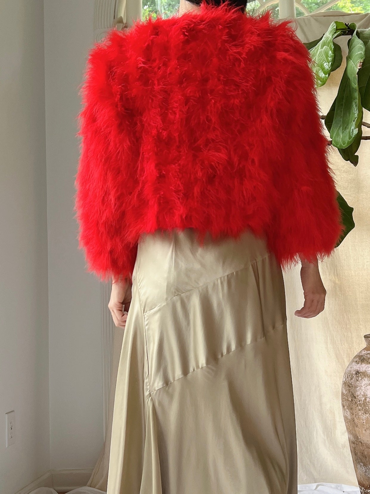 Vintage Red Feather Jacket - S