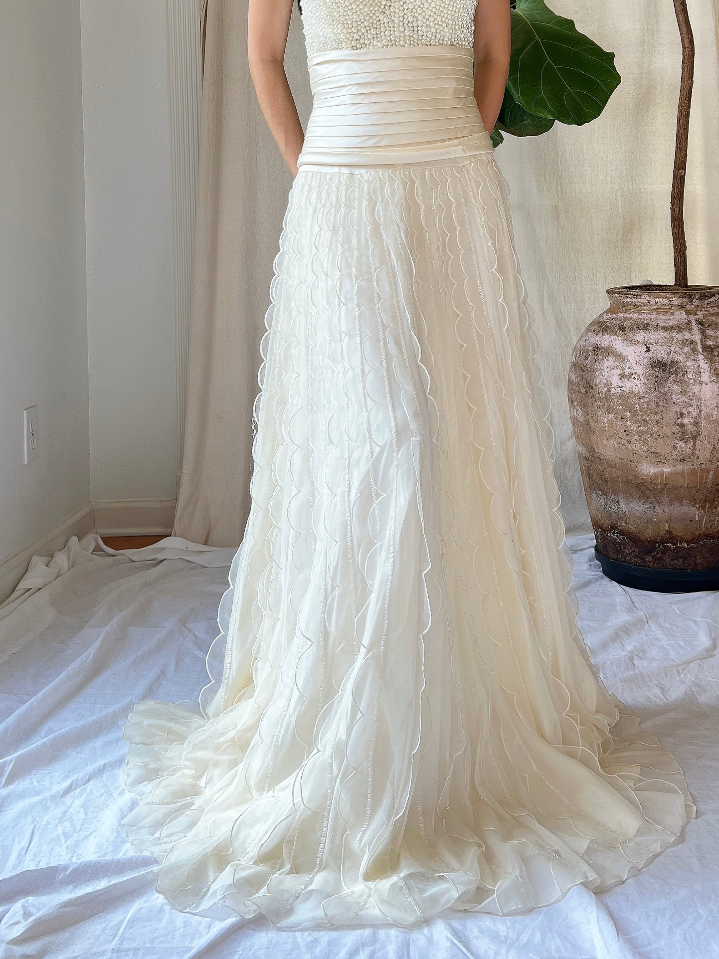 Vintage High-Waisted Tulle Beaded Skirt - XS