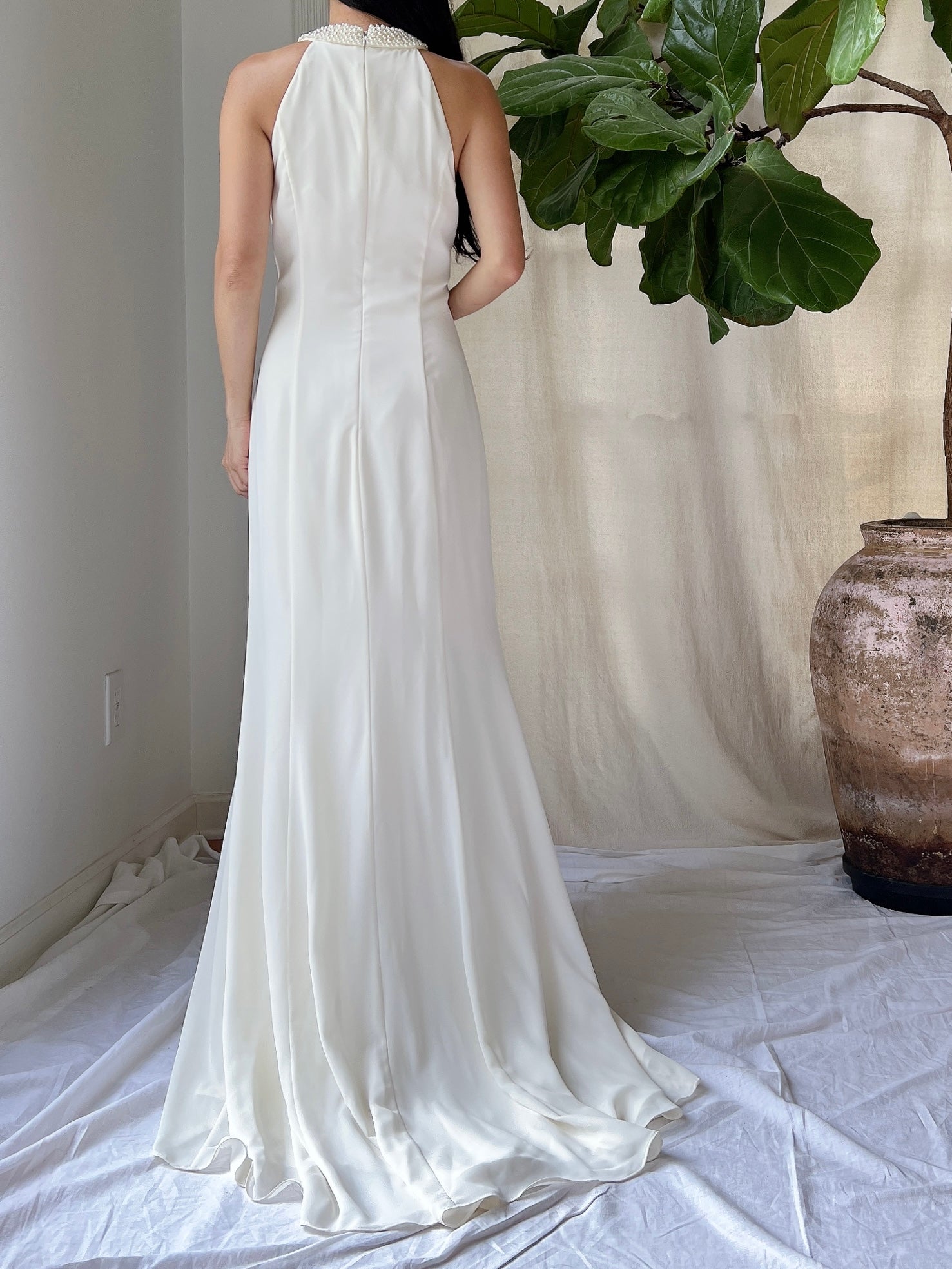 Vintage Rayon Draped Gown - S/M