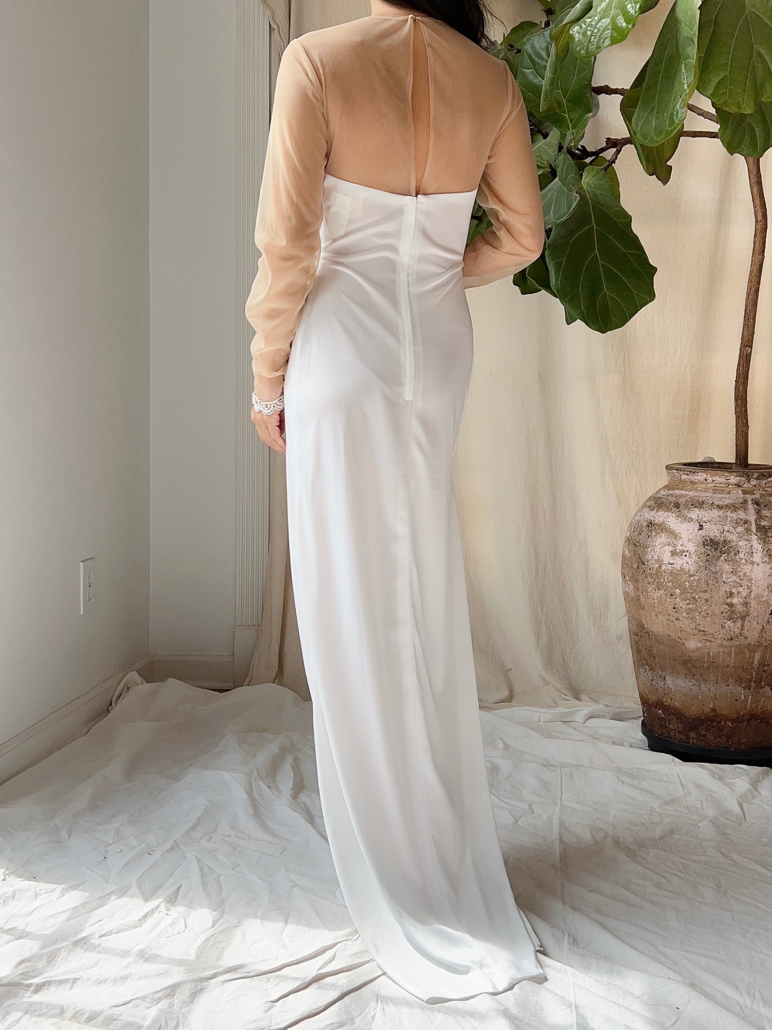 1970s Illusion Jersey Dress - M