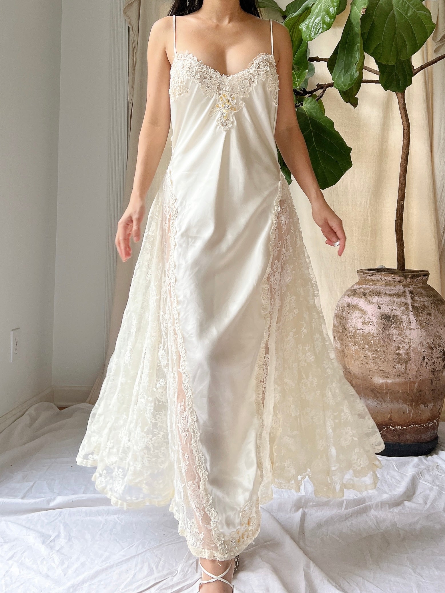 Vintage Satin Slip Dress - M