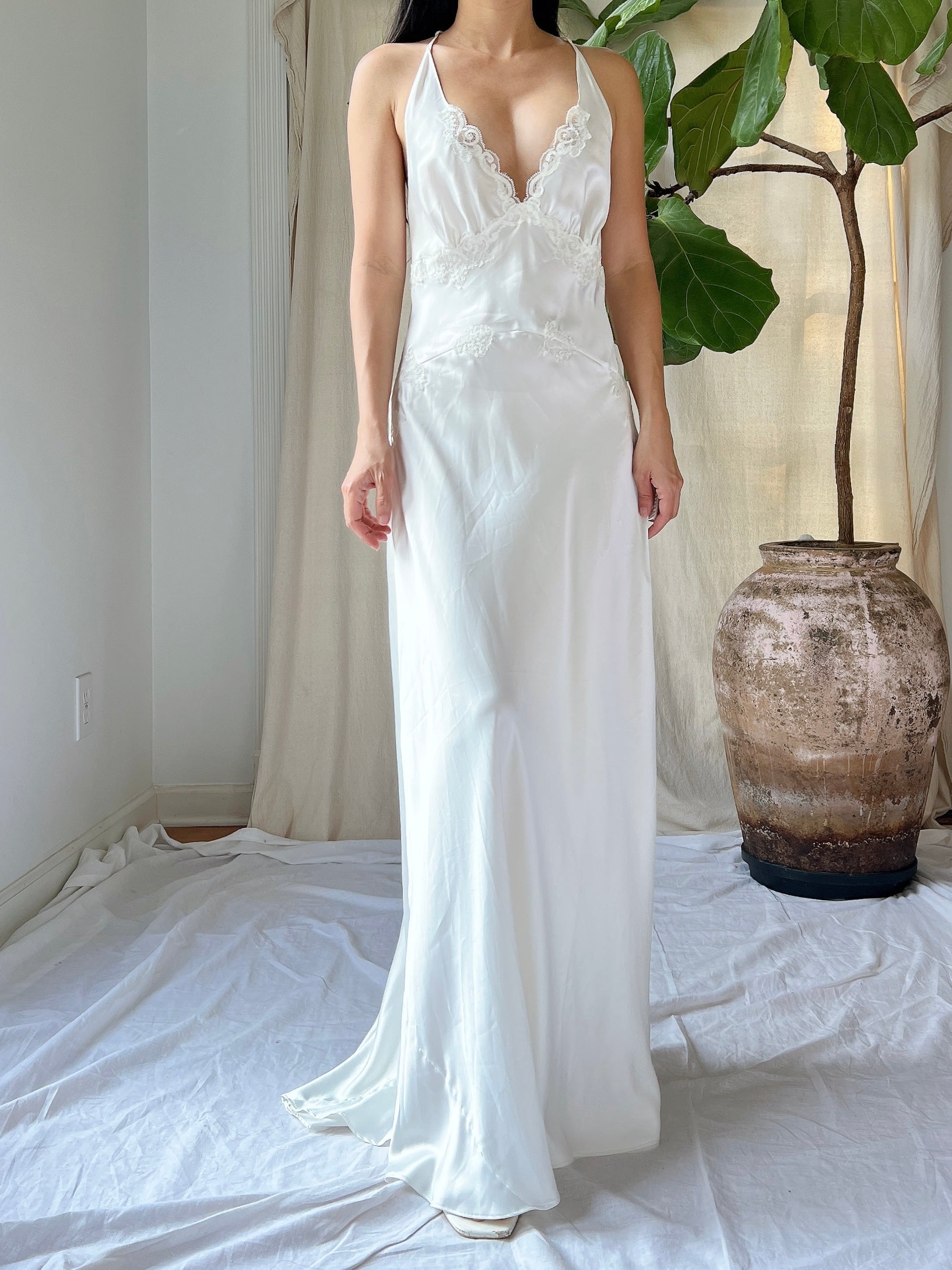Y2K Satin and Lace Slip - XS/S