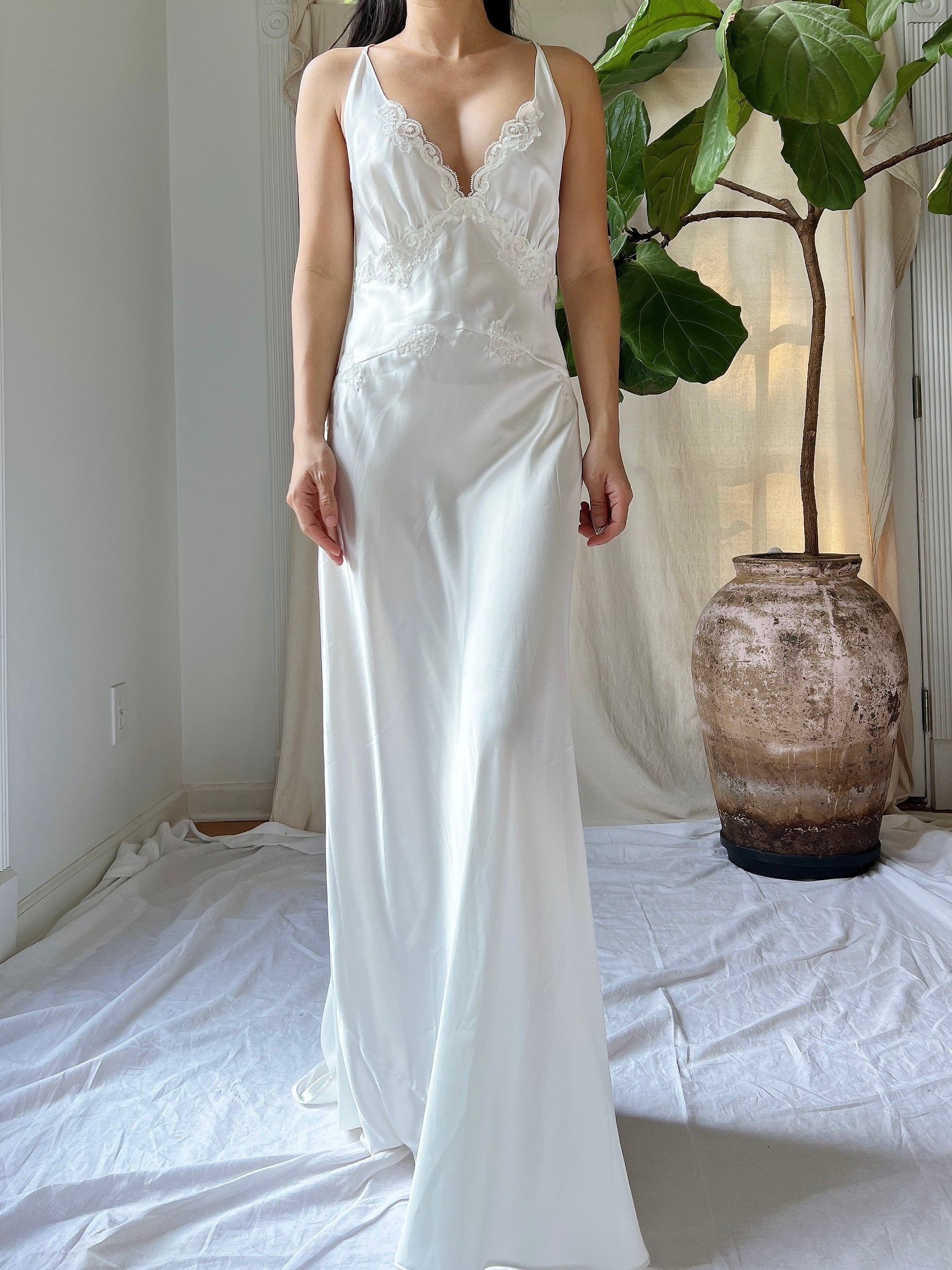 Y2K Satin and Lace Slip - XS/S