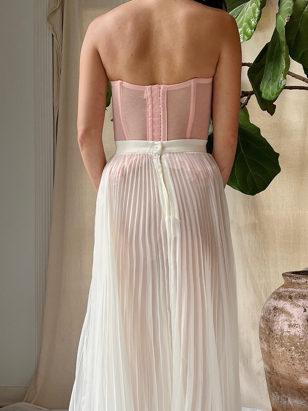 Vintage Pink Sheer Bustier - XS