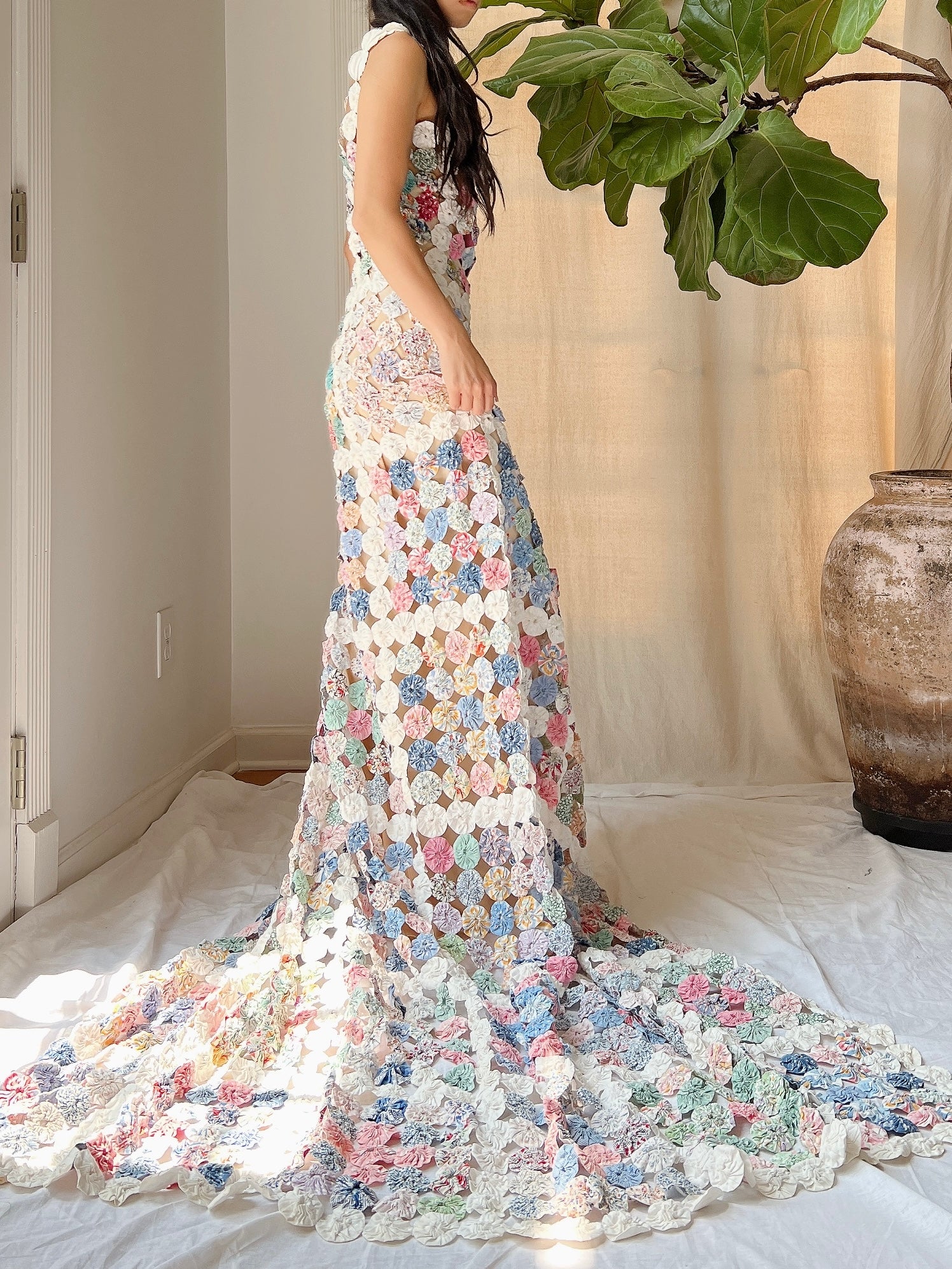 OOAK Antique Yoyo Quilt Gown - S/M