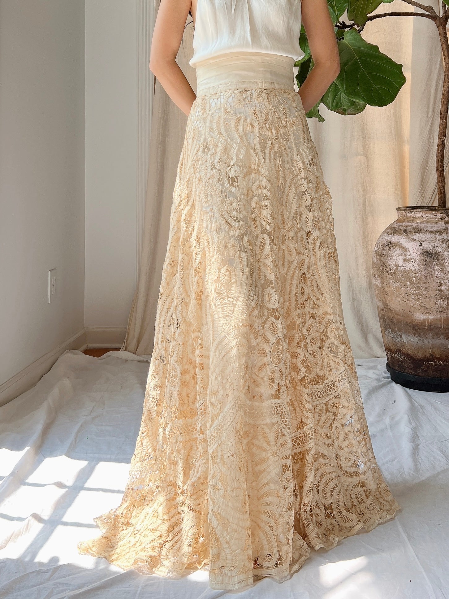 Antique Battenburg Lace Skirt - XS