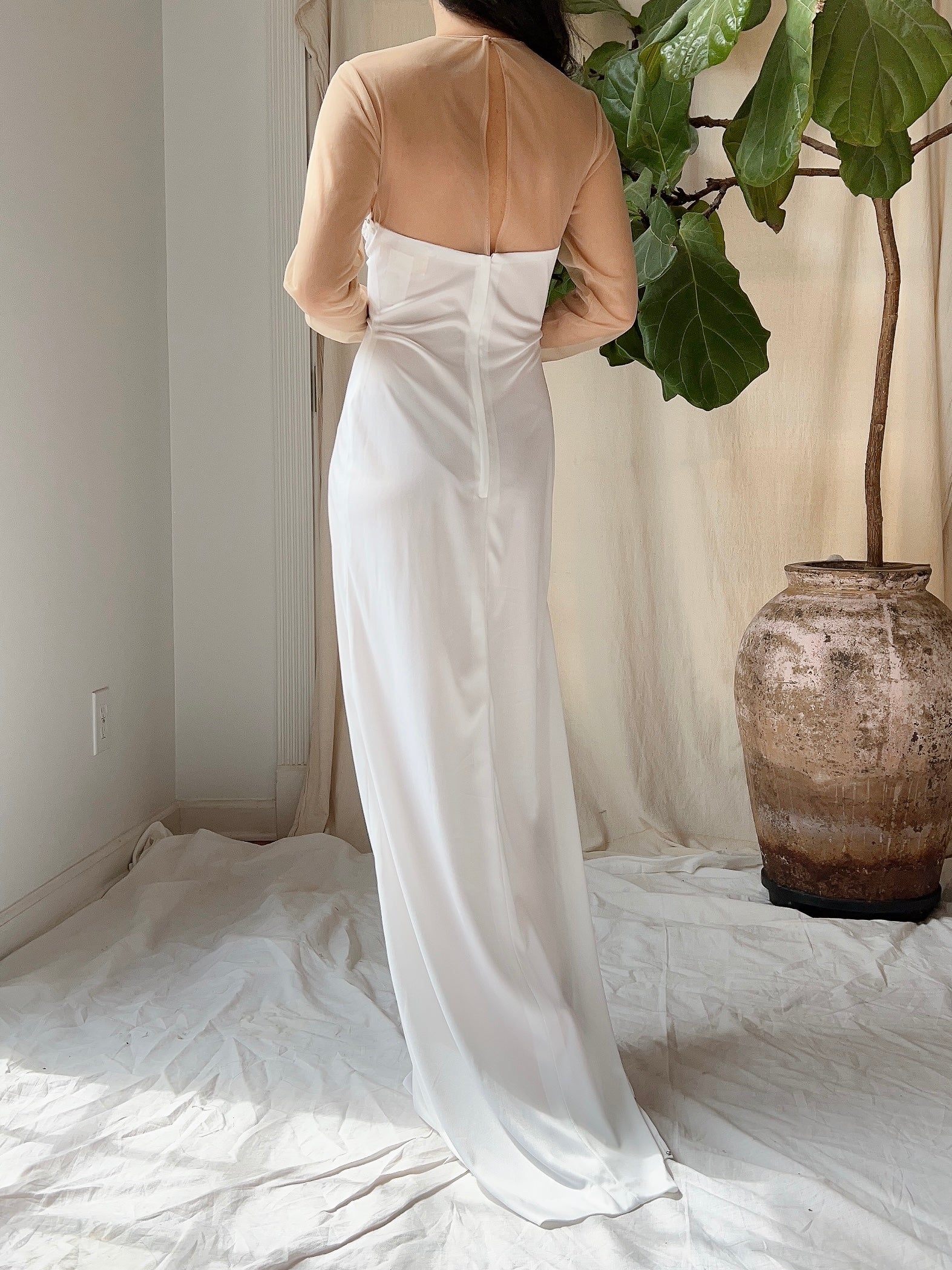 1970s Illusion Jersey Dress - M