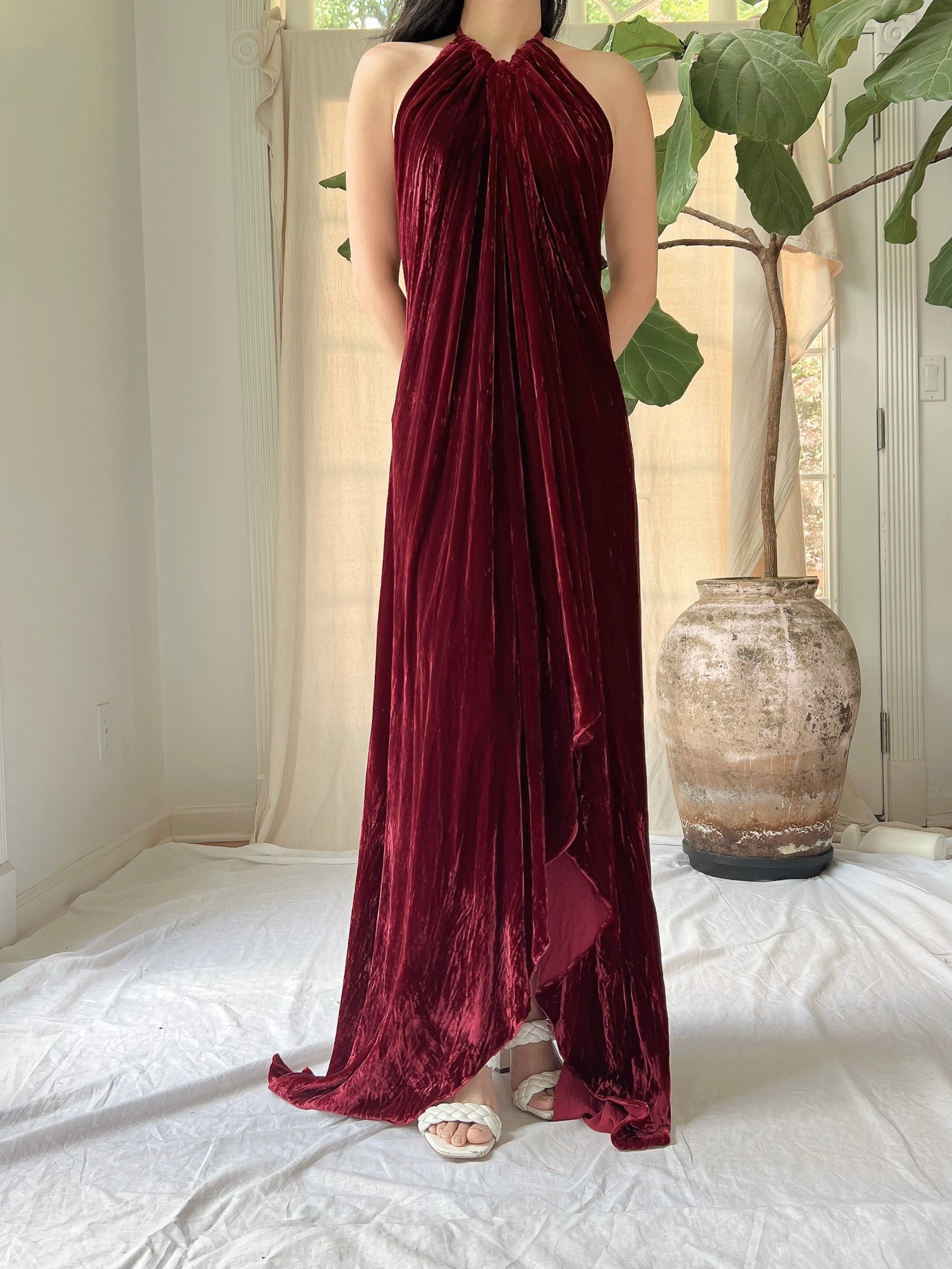 Vintage Velvet Halter Dress - OSFM