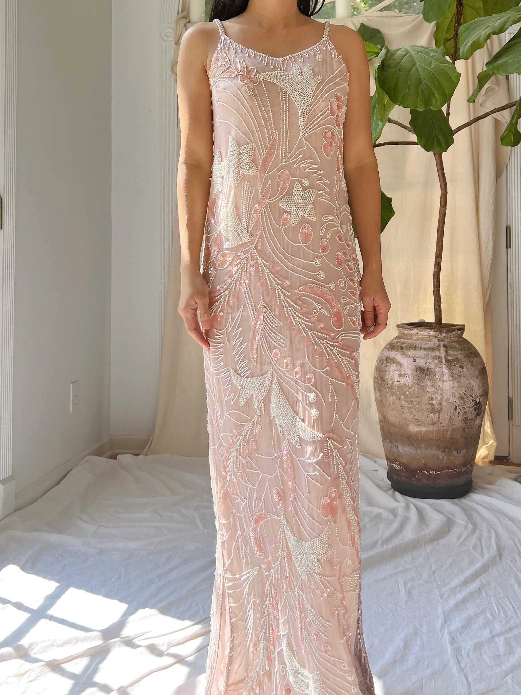 Vintage Silk Chiffon Stars Gown - S