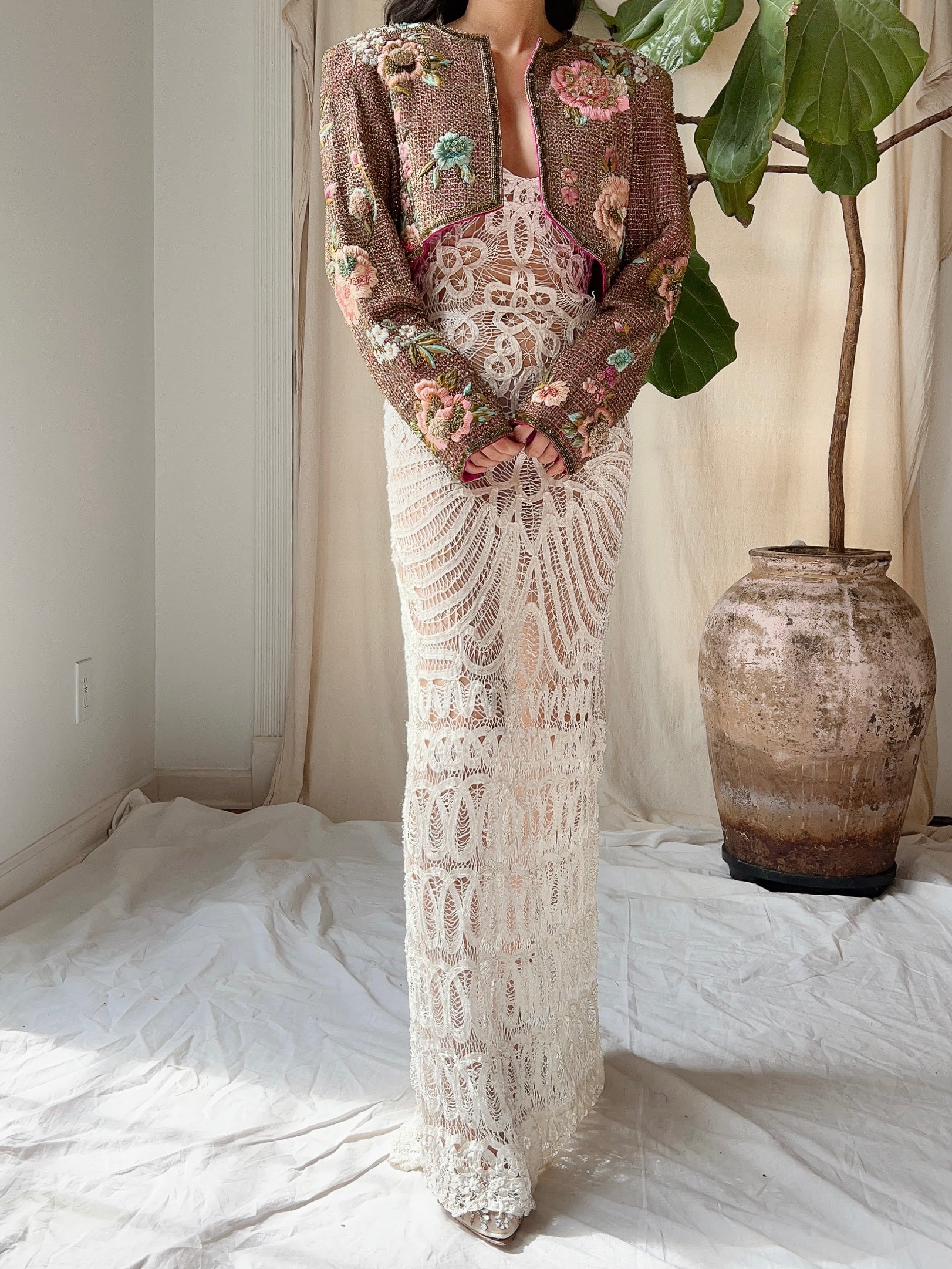 Vintage Couture Hand-Embroidered Beaded Jacket - S