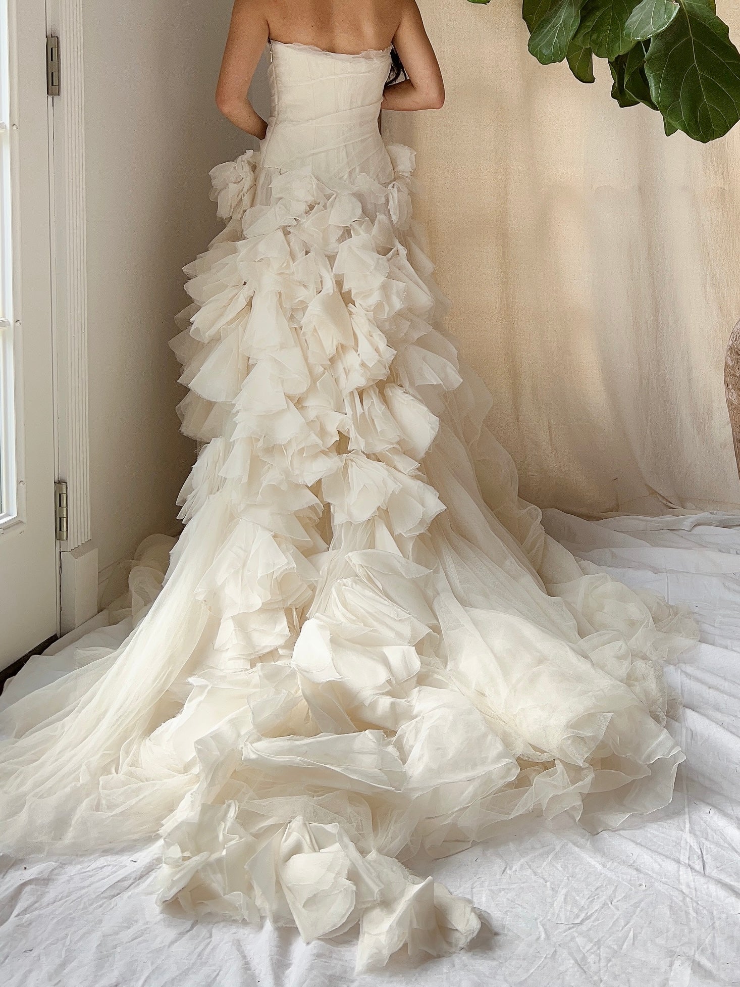 Vintage Vera Wang Silk Petal Tulle Dress - S