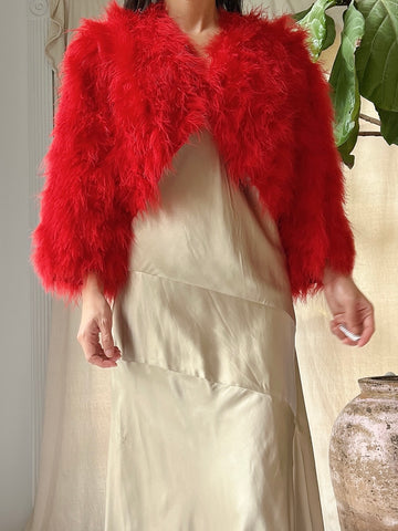Vintage Red Feather Jacket - S
