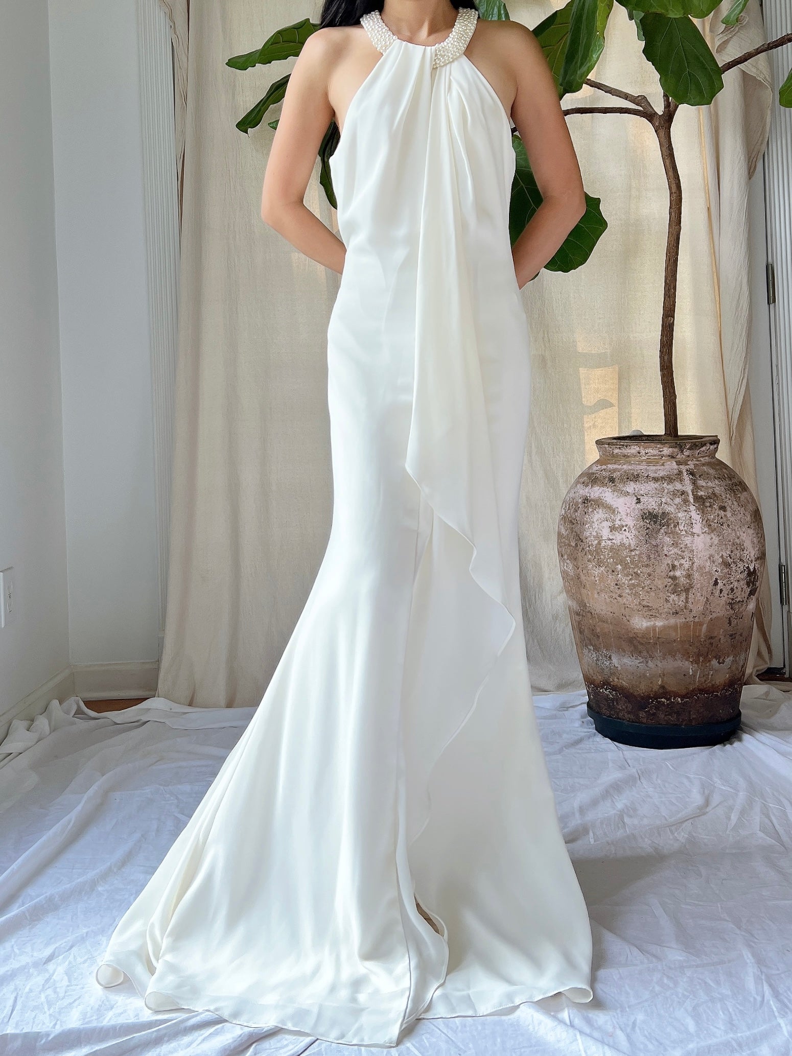 Vintage Rayon Draped Gown - S/M