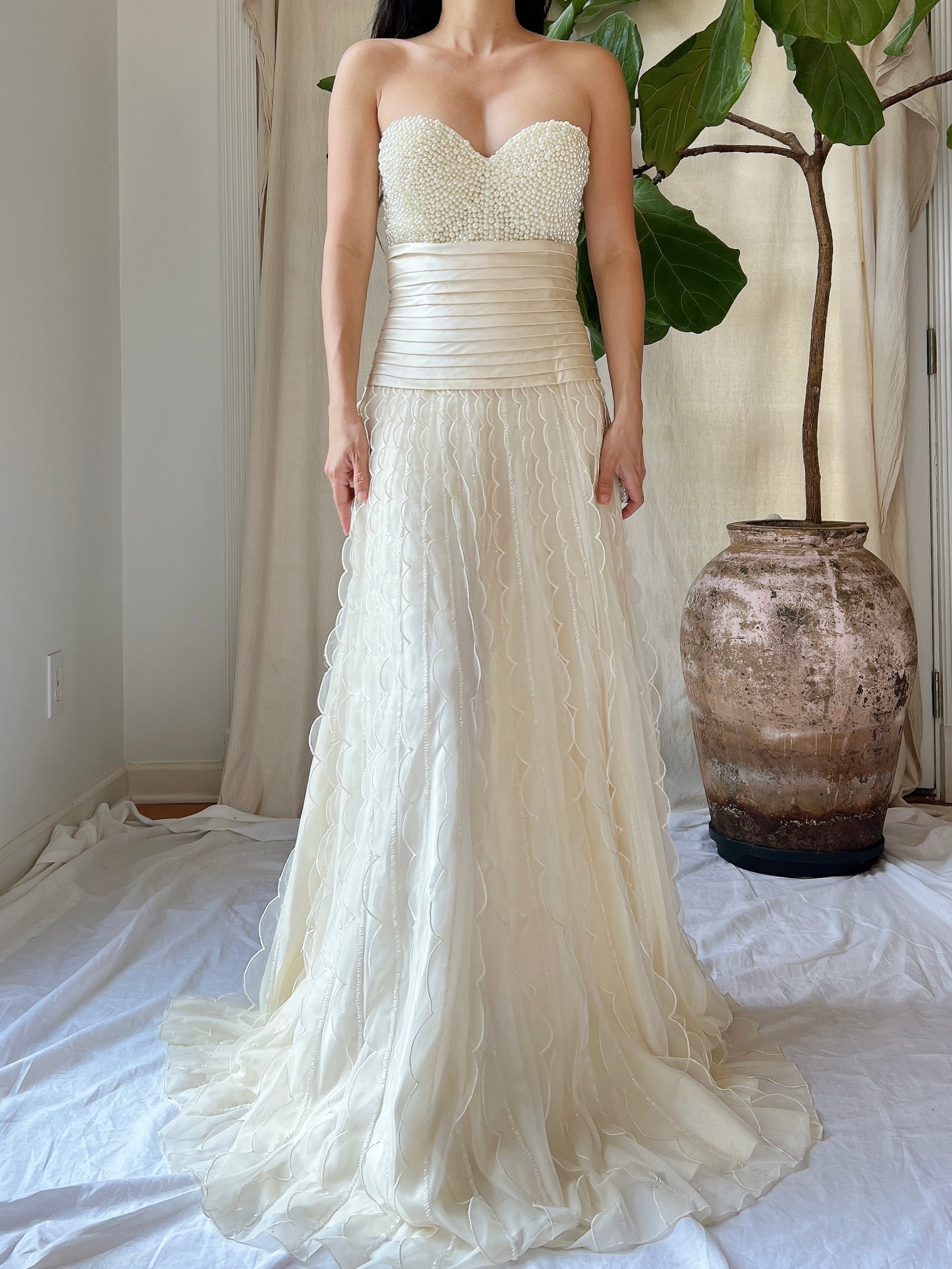 Vintage High-Waisted Tulle Beaded Skirt - XS