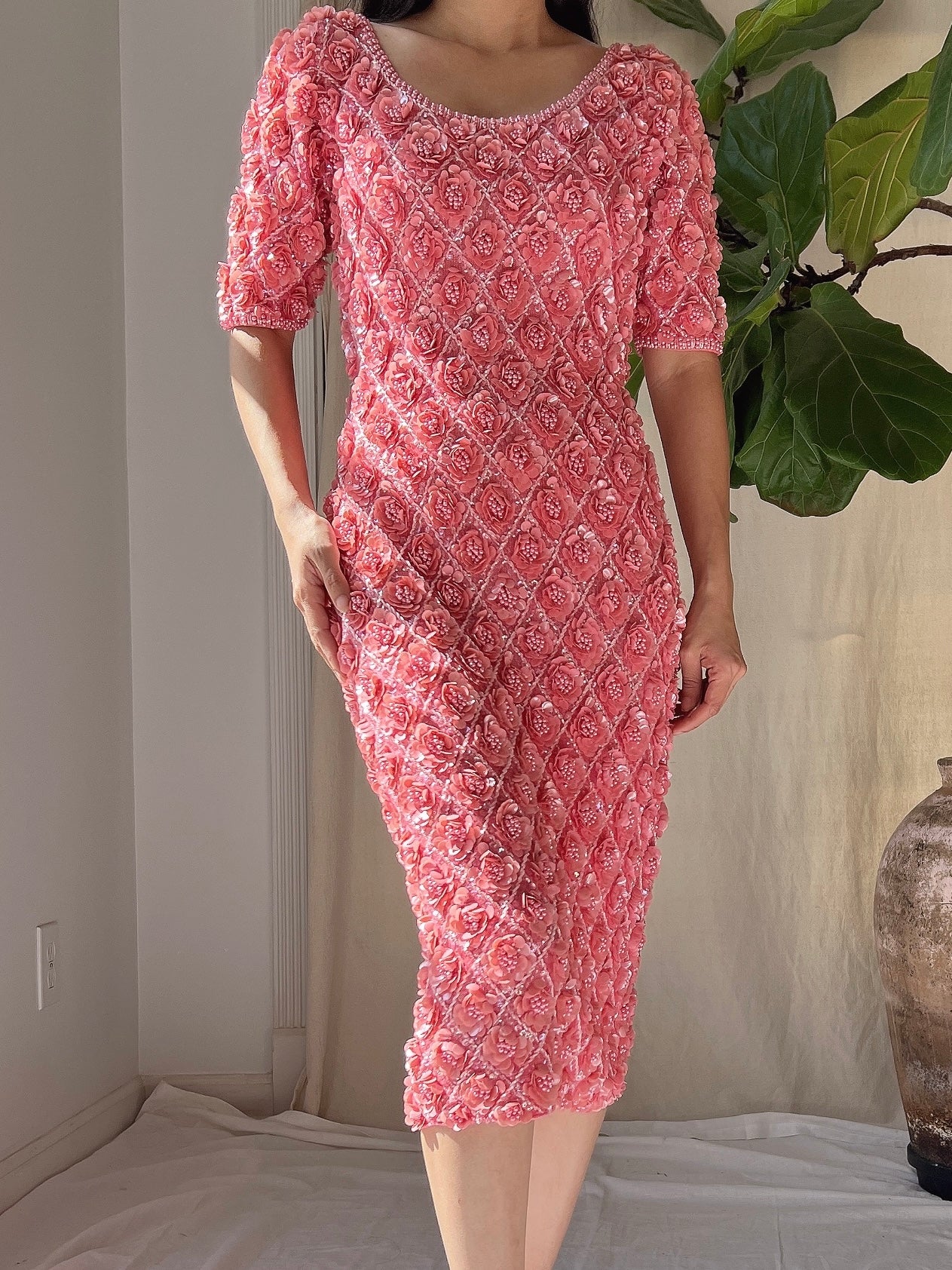 Rare 1960s Wool Hand-Beaded Dress - XS/S