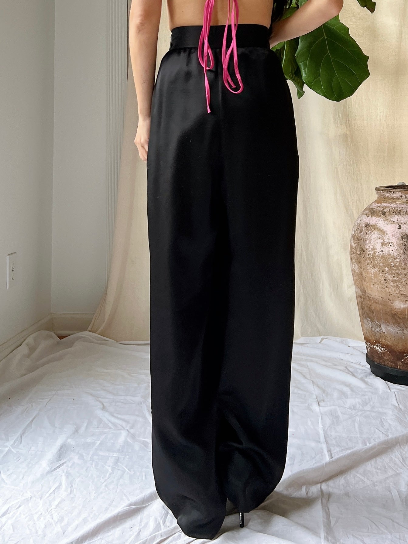 Vintage Satin High-Waisted Trousers - S/4/6