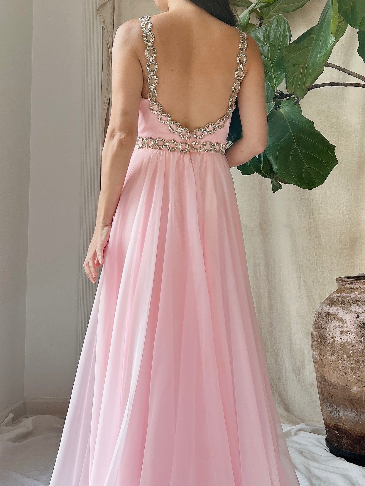 Vintage Chiffon Halter Dress - S