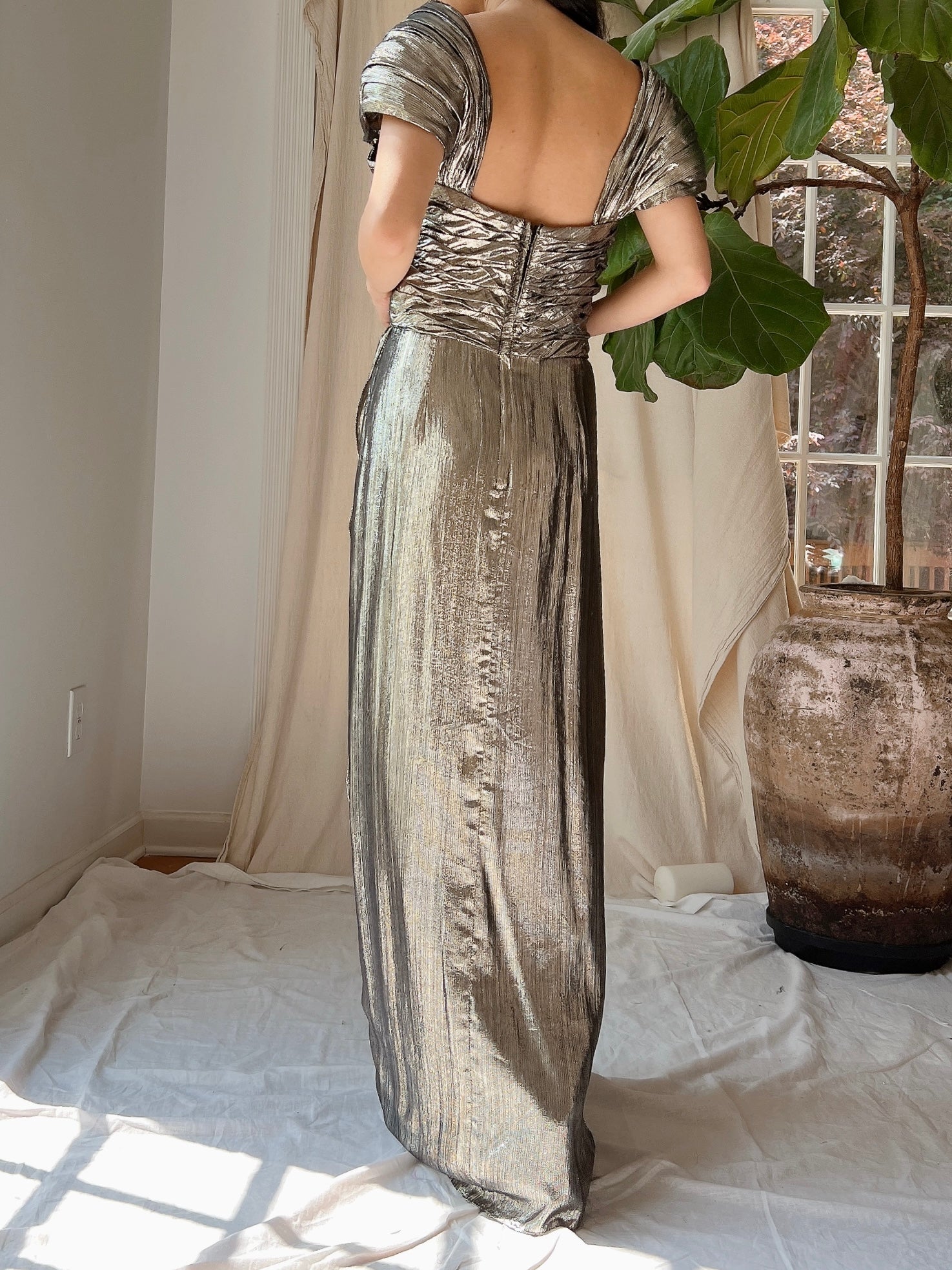 1980s Lurex Metallic Gown - M