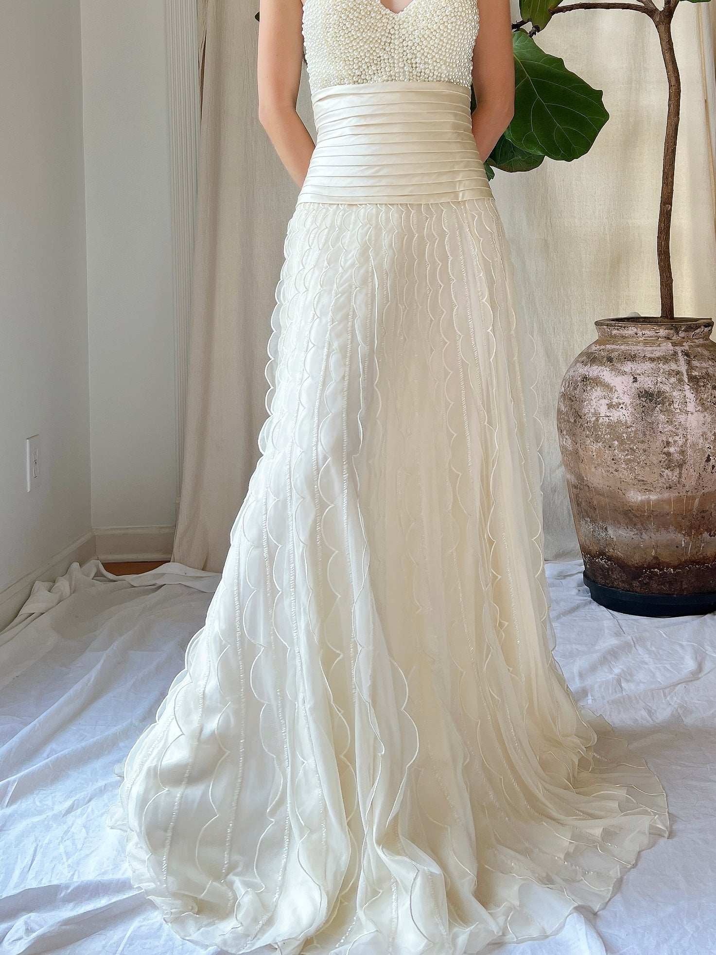 Vintage High-Waisted Tulle Beaded Skirt - XS