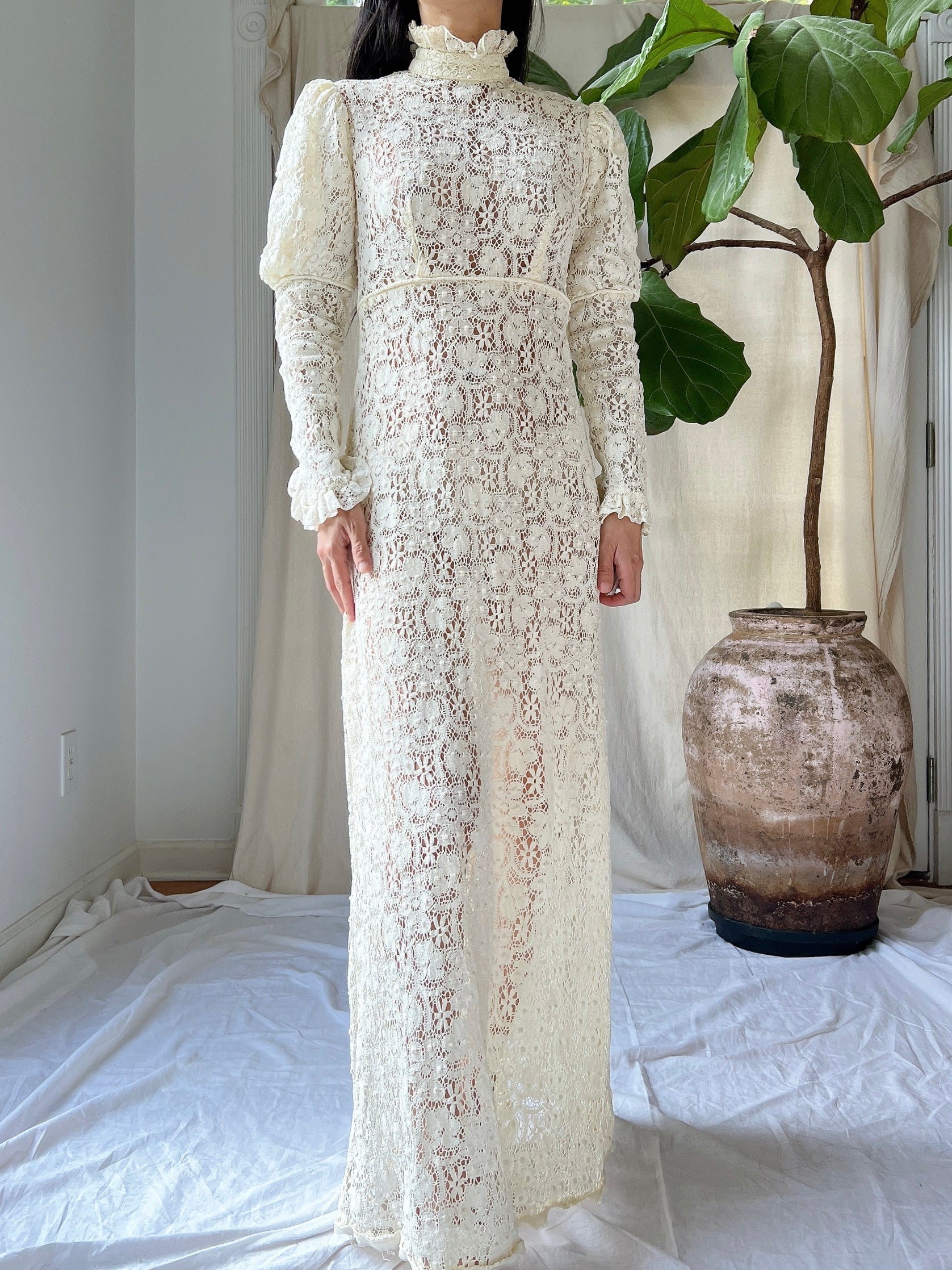 1960s Crochet Lace Gown - XXS