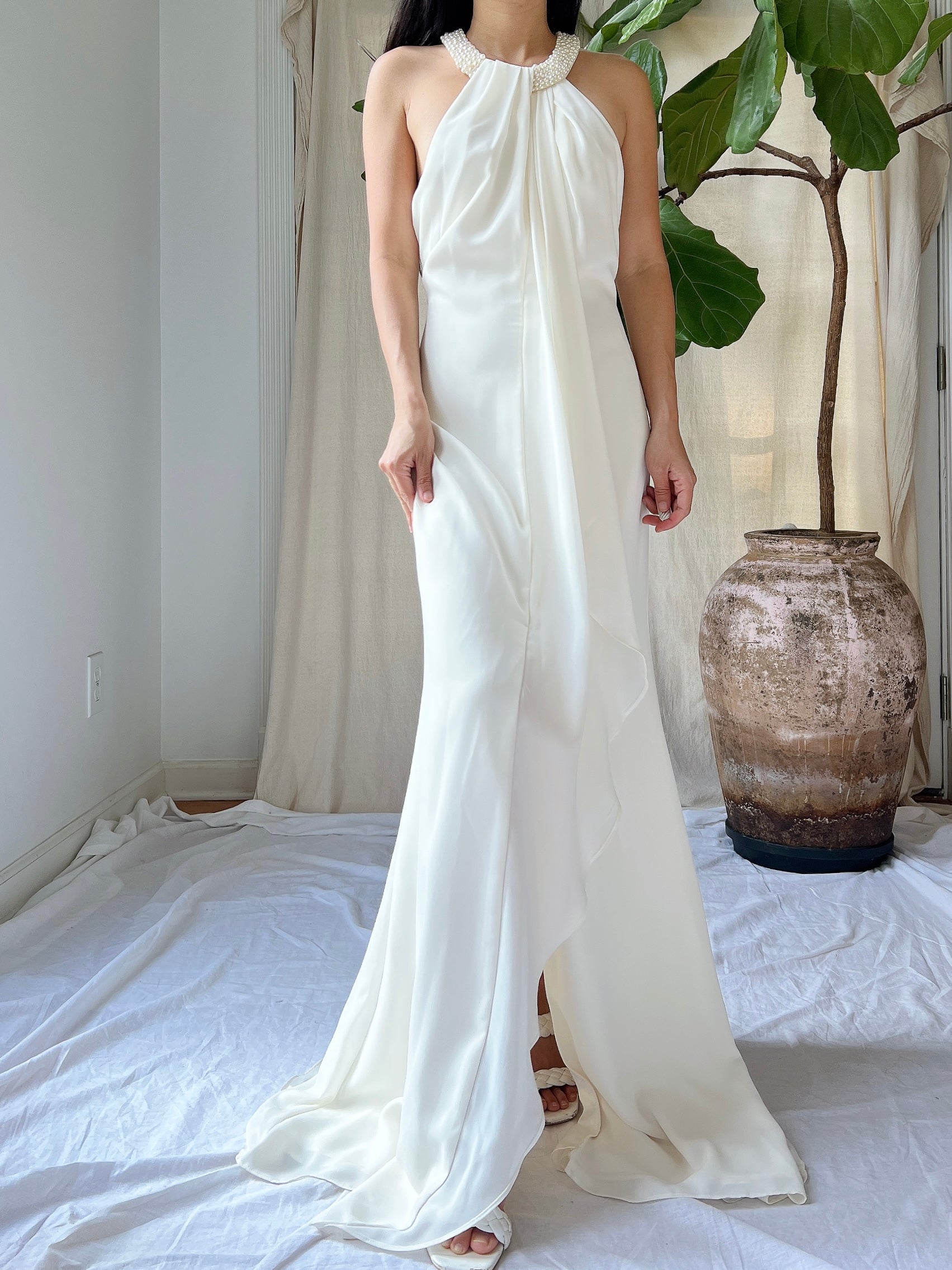 Vintage Rayon Draped Gown - S/M