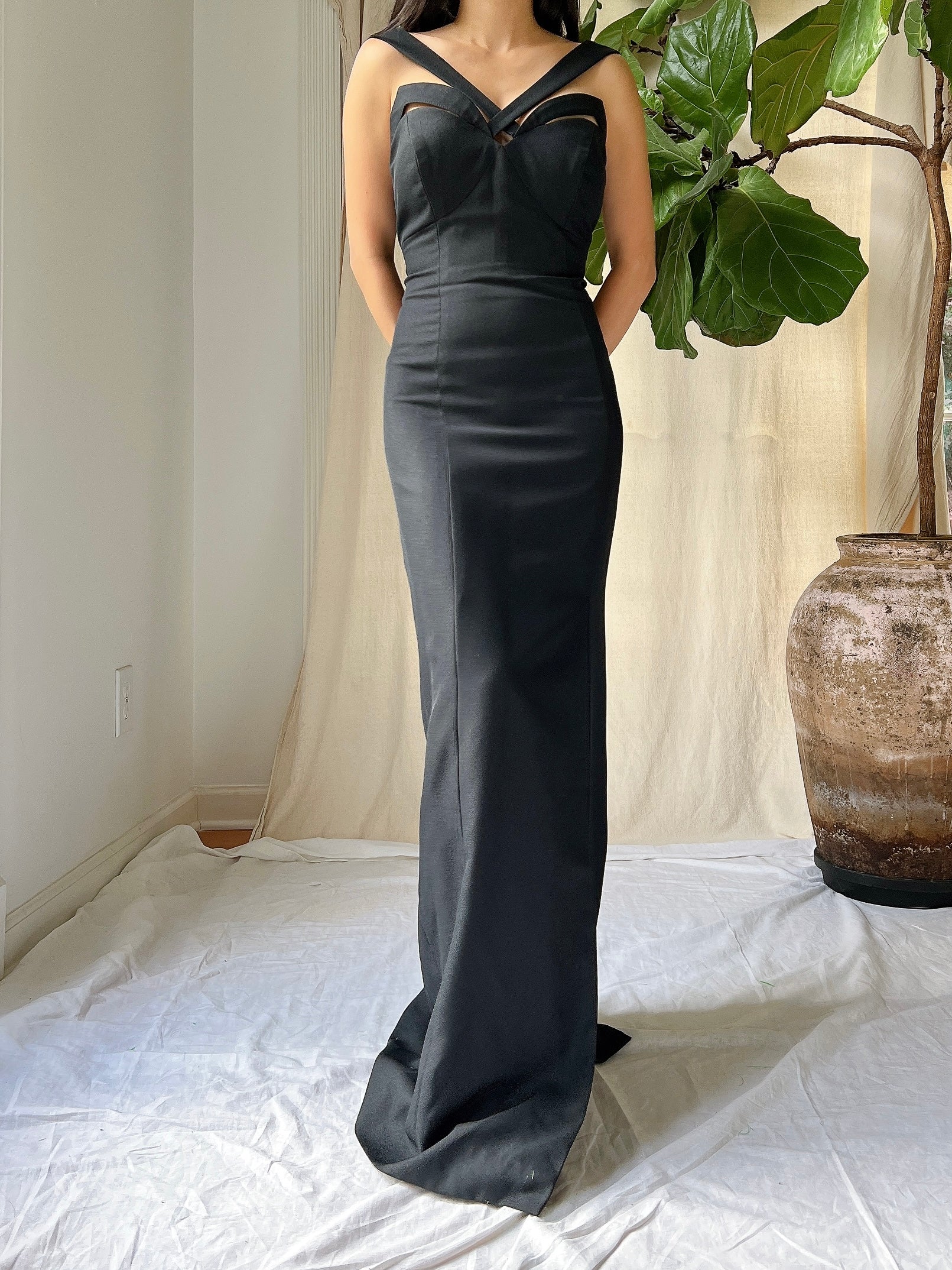 Vintage Rayon Darted Bust Gown - S