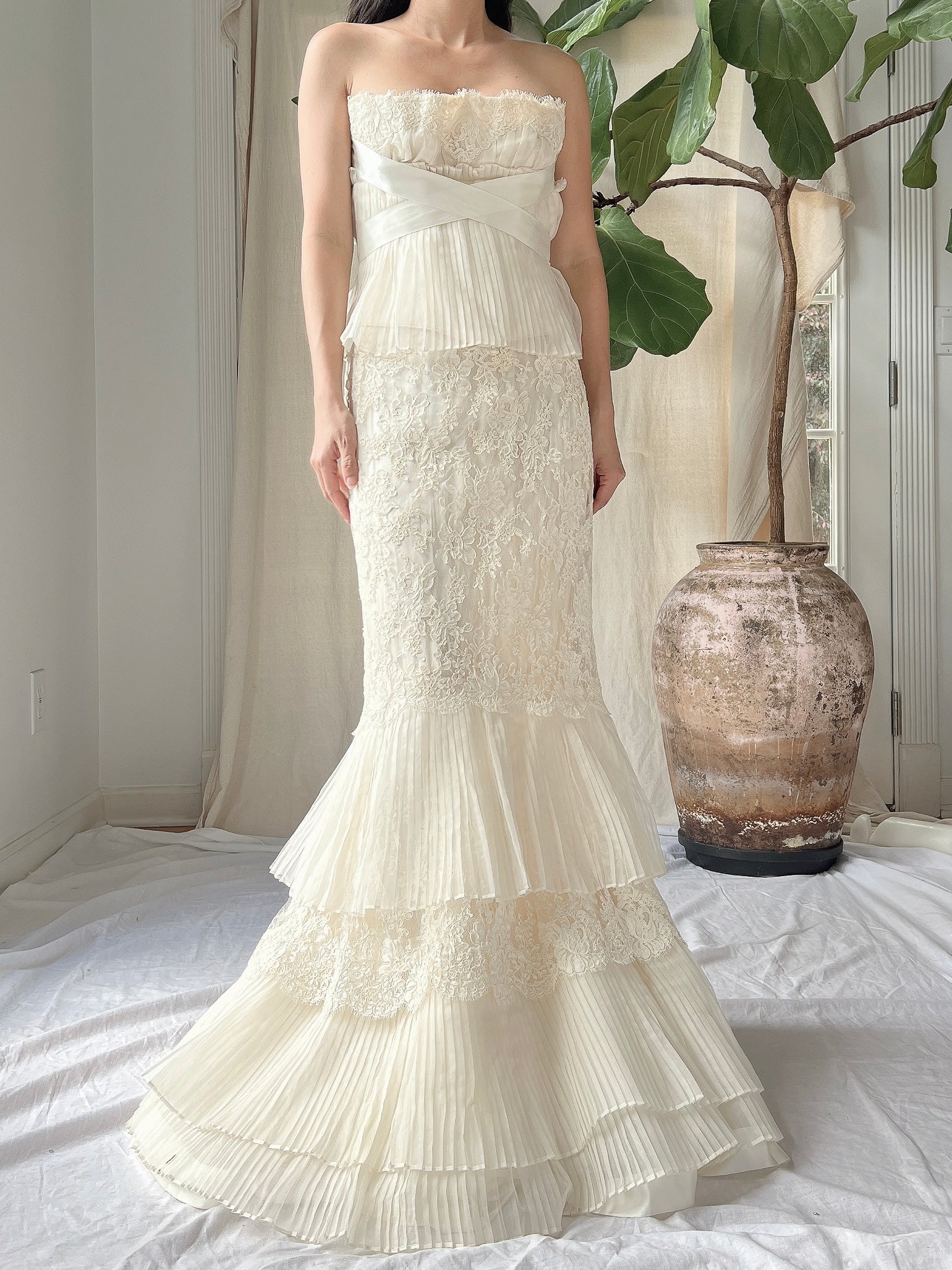 Vintage Silk Organza 2-Piece Lace Ensemble - S