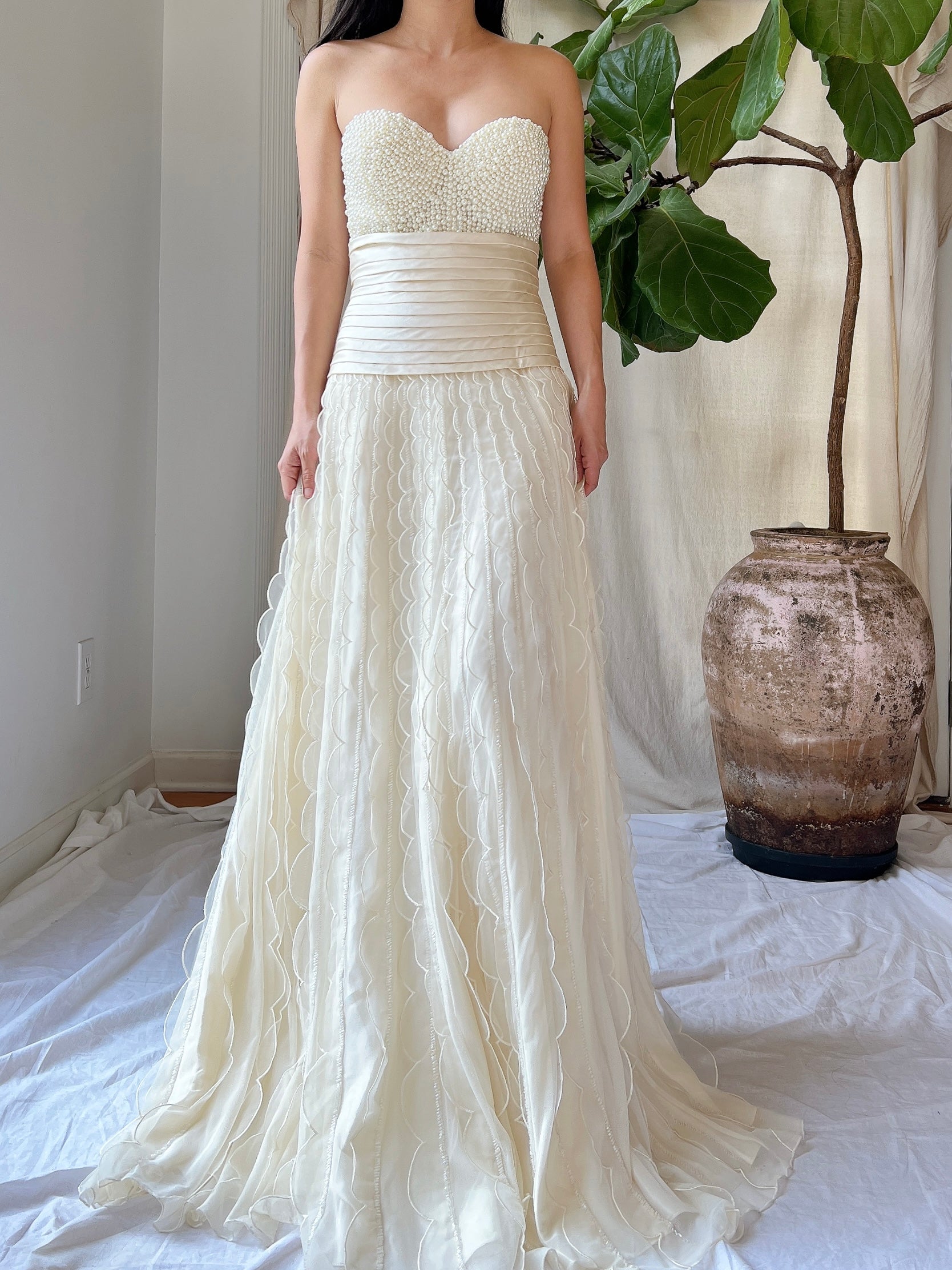 Vintage High-Waisted Tulle Beaded Skirt - XS