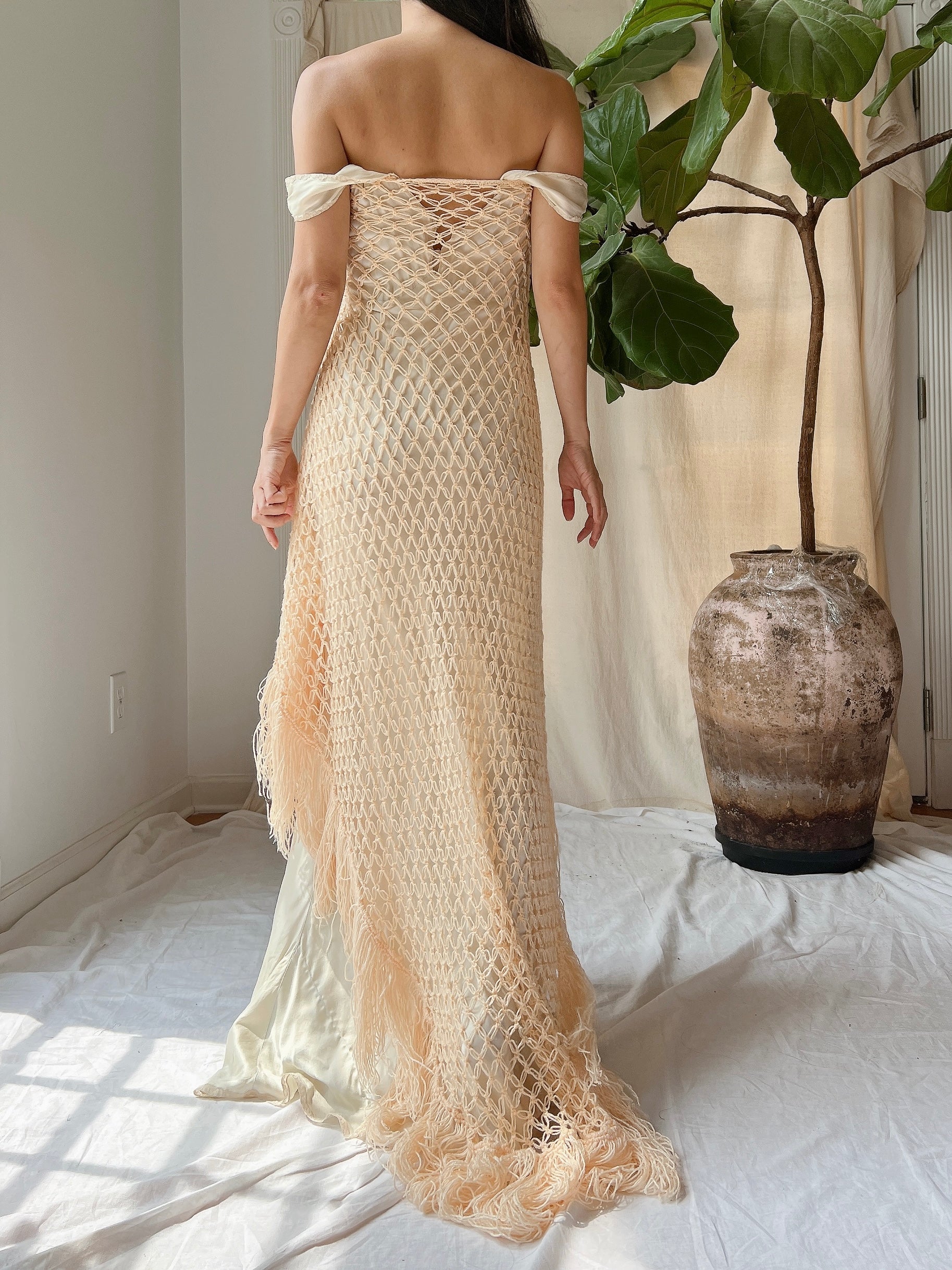 Vintage Light Peach Extra Large Shawl - OSFM