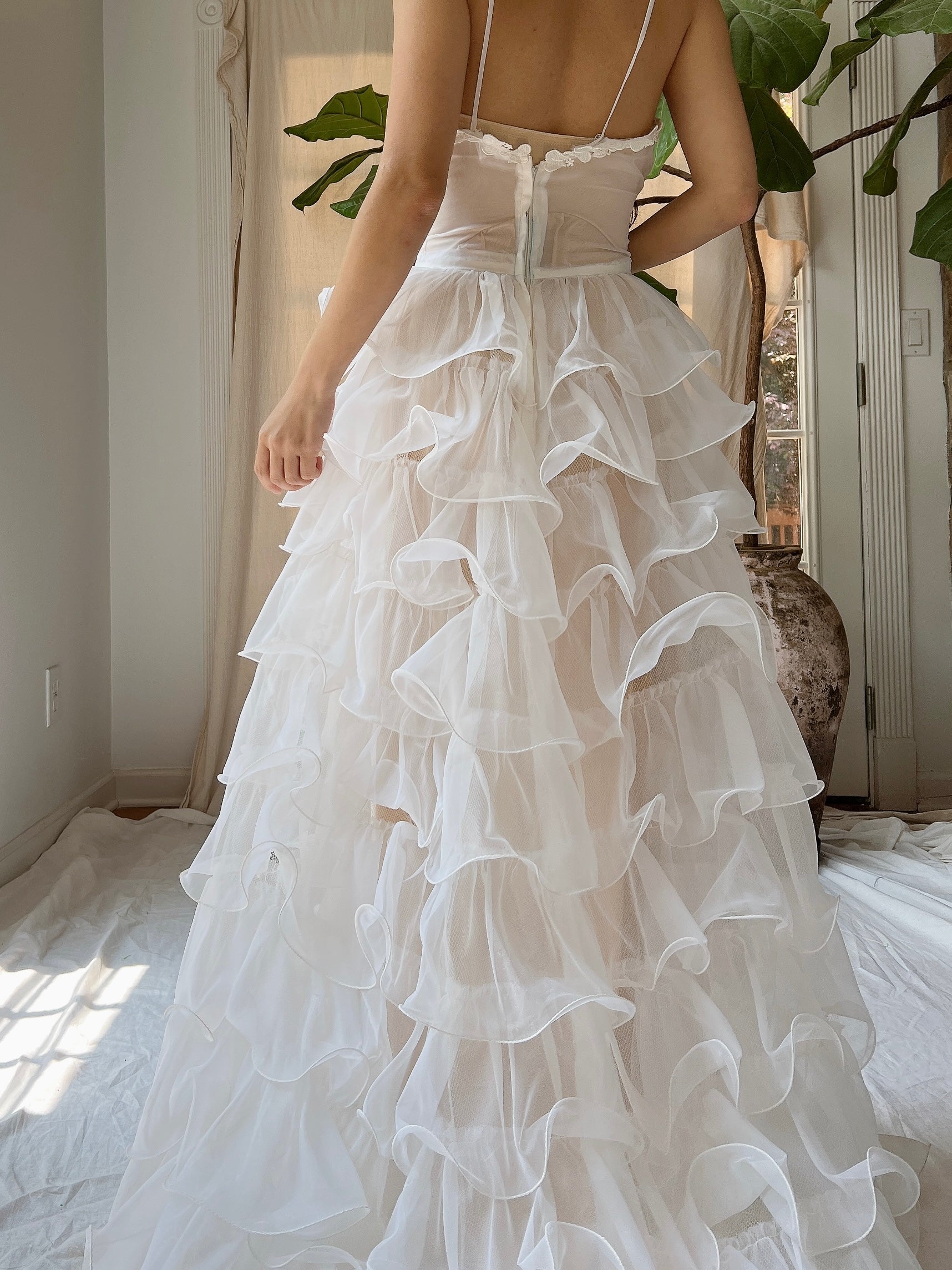 Vintage Sheer Ruffle Gown - XS