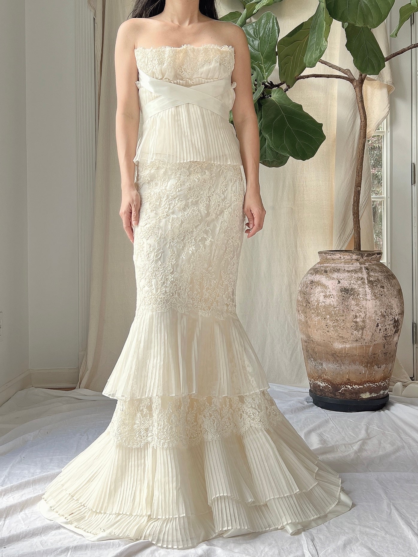 Vintage Silk Organza 2-Piece Lace Ensemble - S