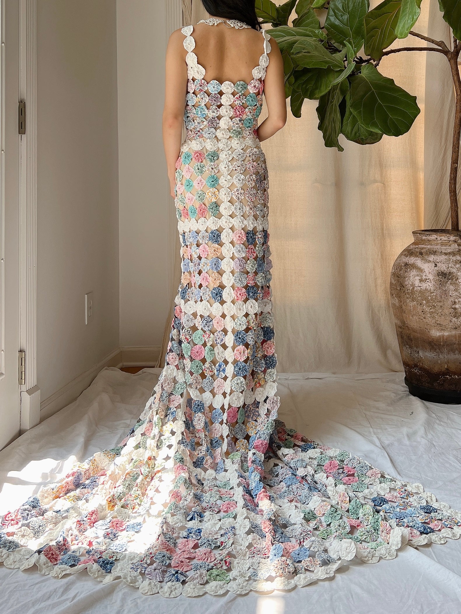 OOAK Antique Yoyo Quilt Gown - S/M