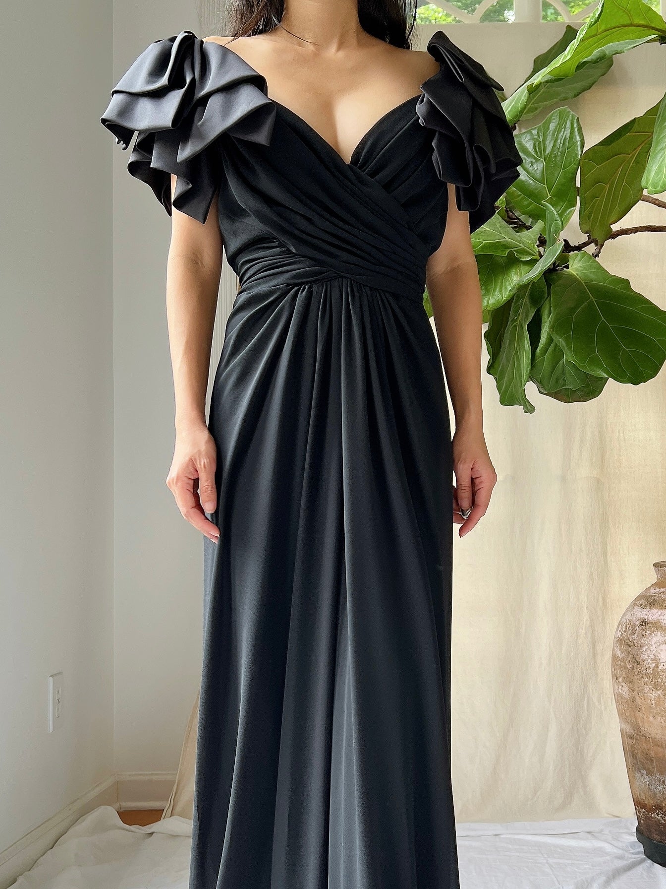 Vintage Draped Rayon Gown - S/M