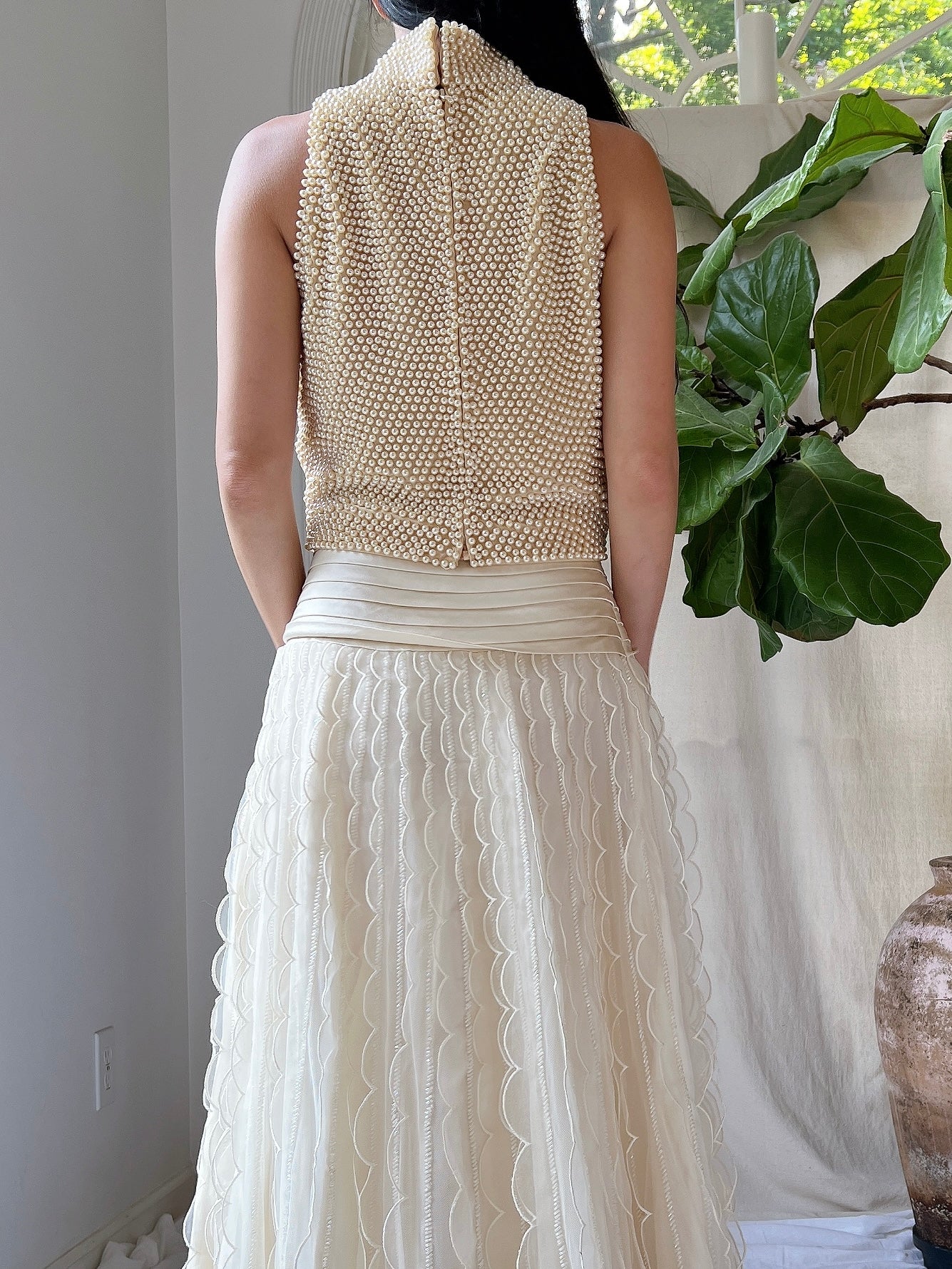 Vintage Pearl Beaded Top - S