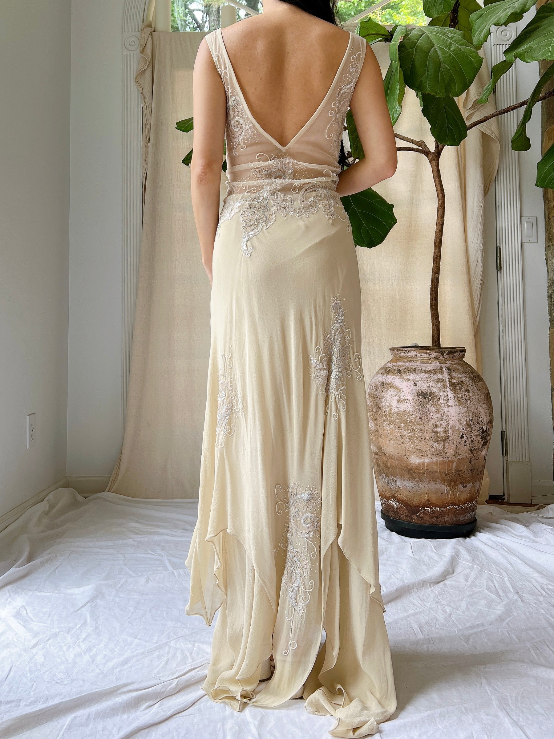 Vintage Silk Handkerchief Dress - M