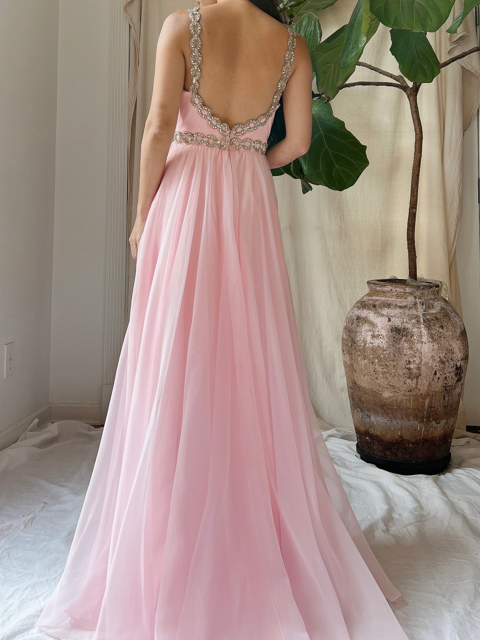 Vintage Chiffon Halter Dress - S