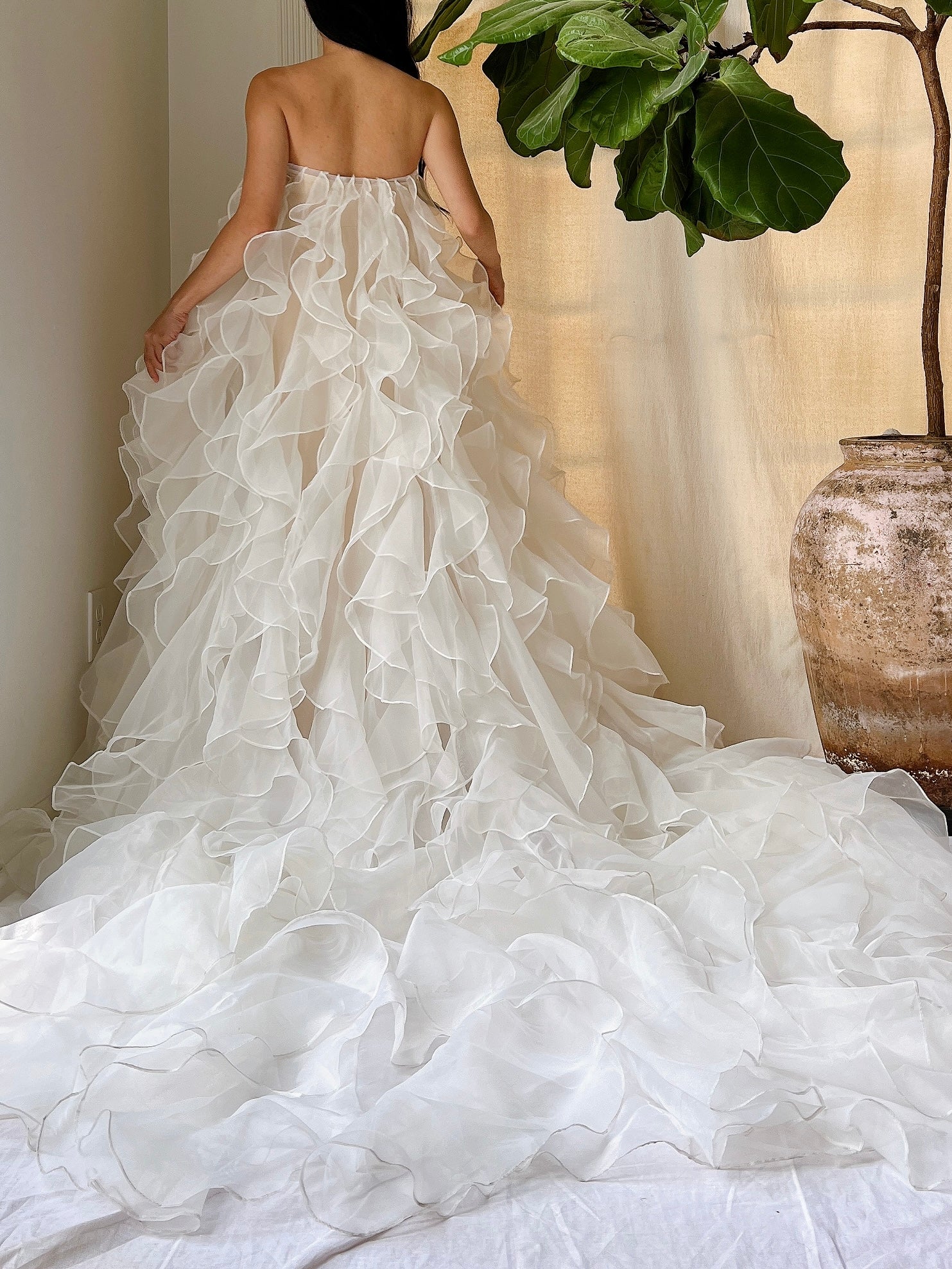 White Ruffled Gown - OSFM