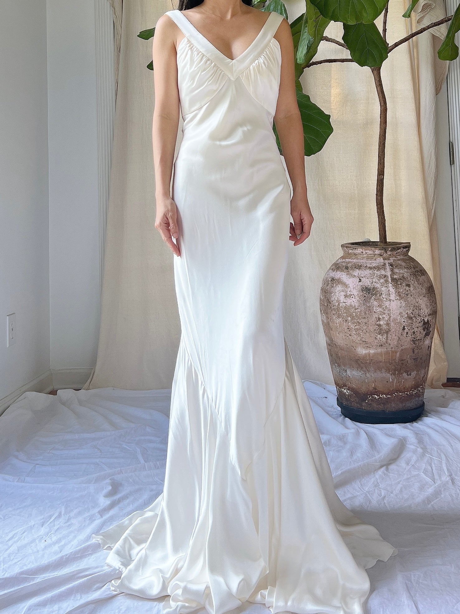 Vintage Silk Bias Cut Gown - M
