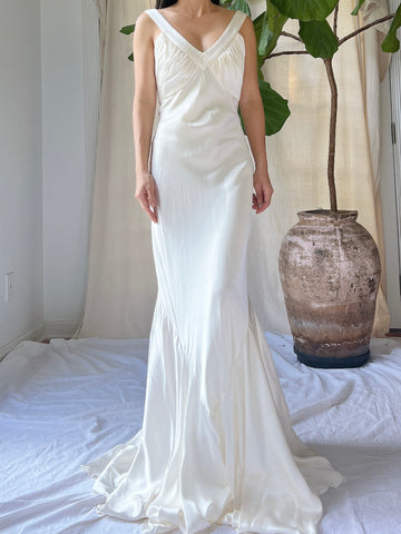 Vintage Silk Bias Cut Gown - M