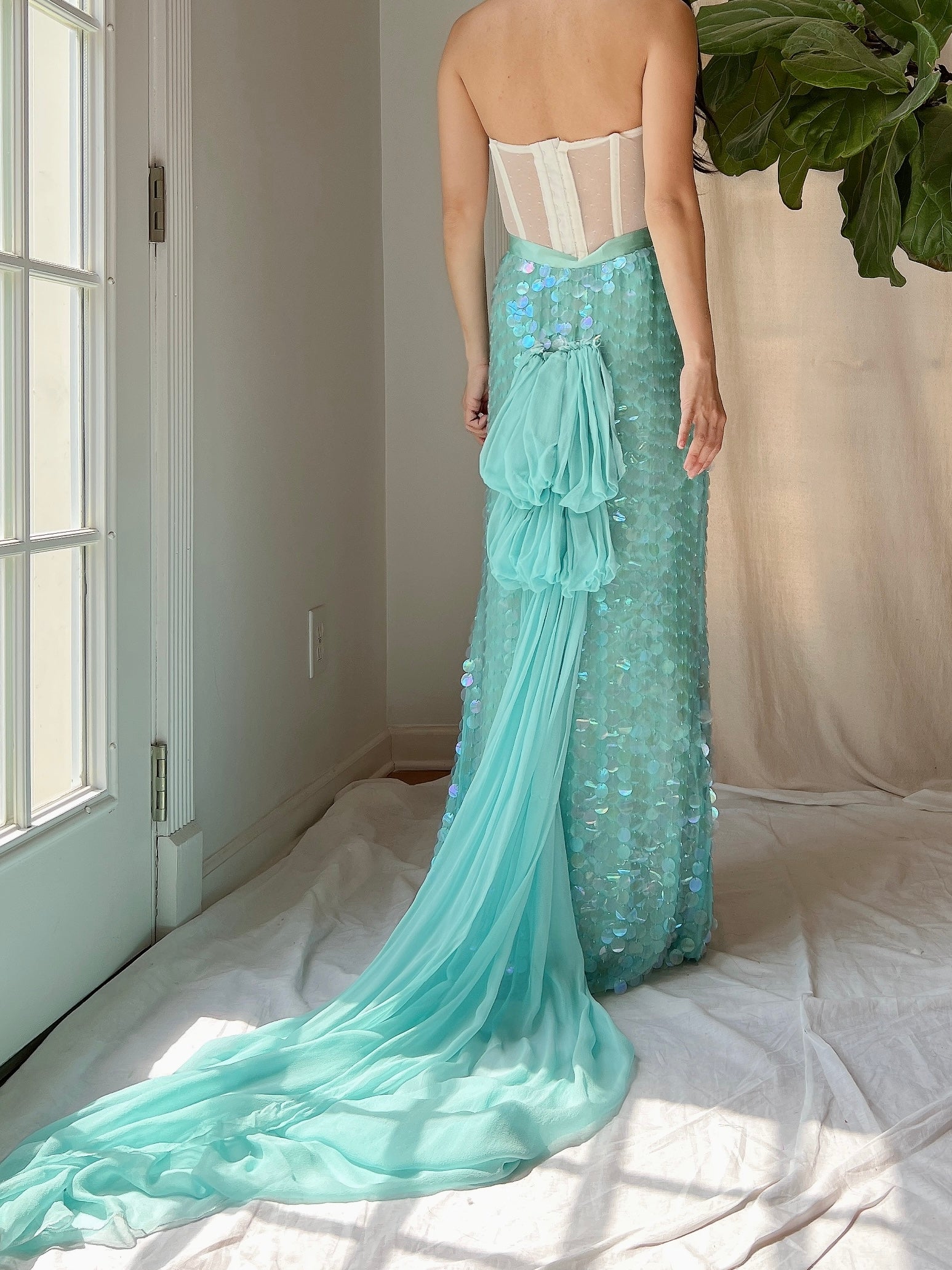 Vintage Silk Paillettes Skirt - S