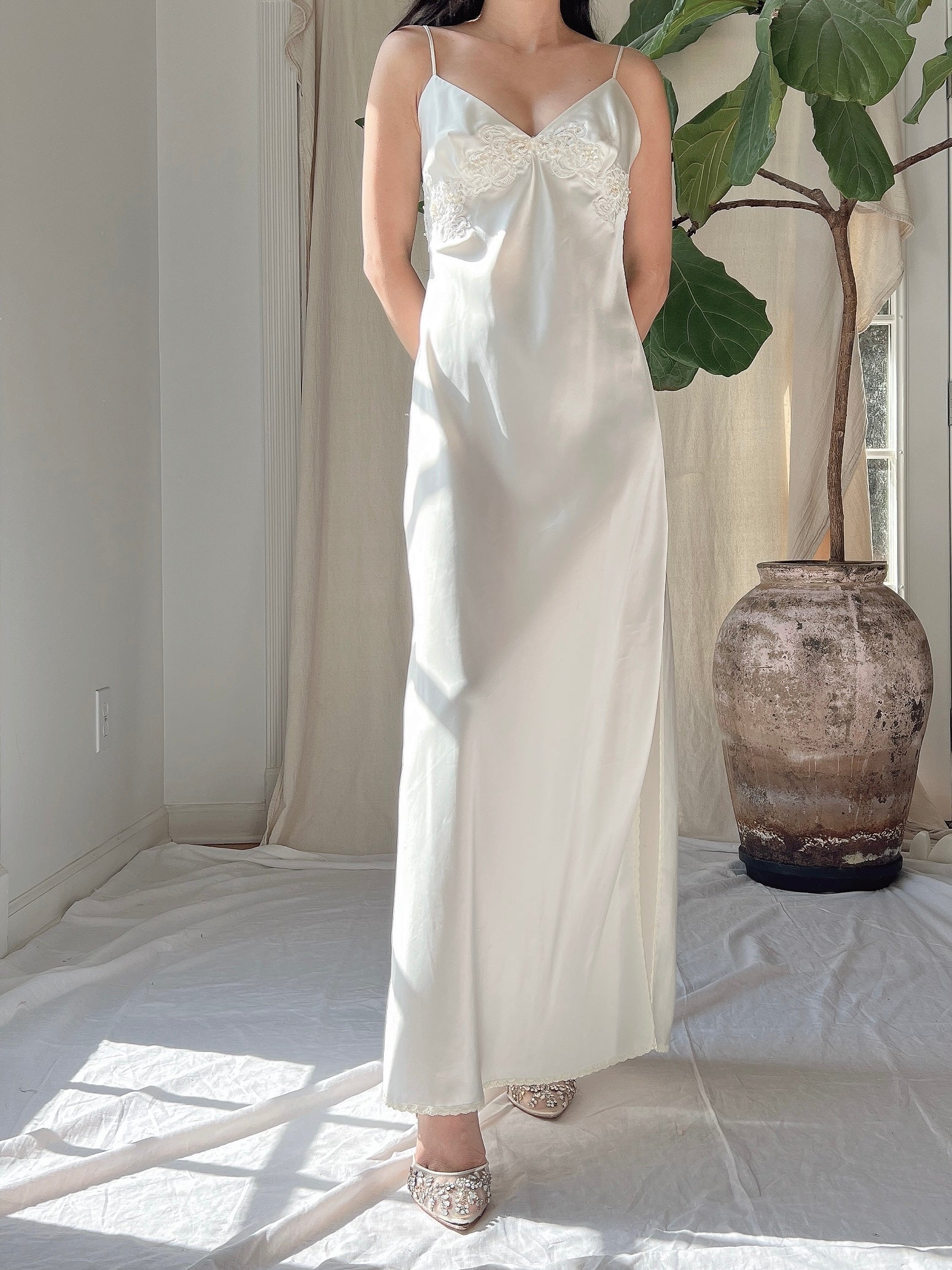 Vintage Satin Slip Dress - S/M