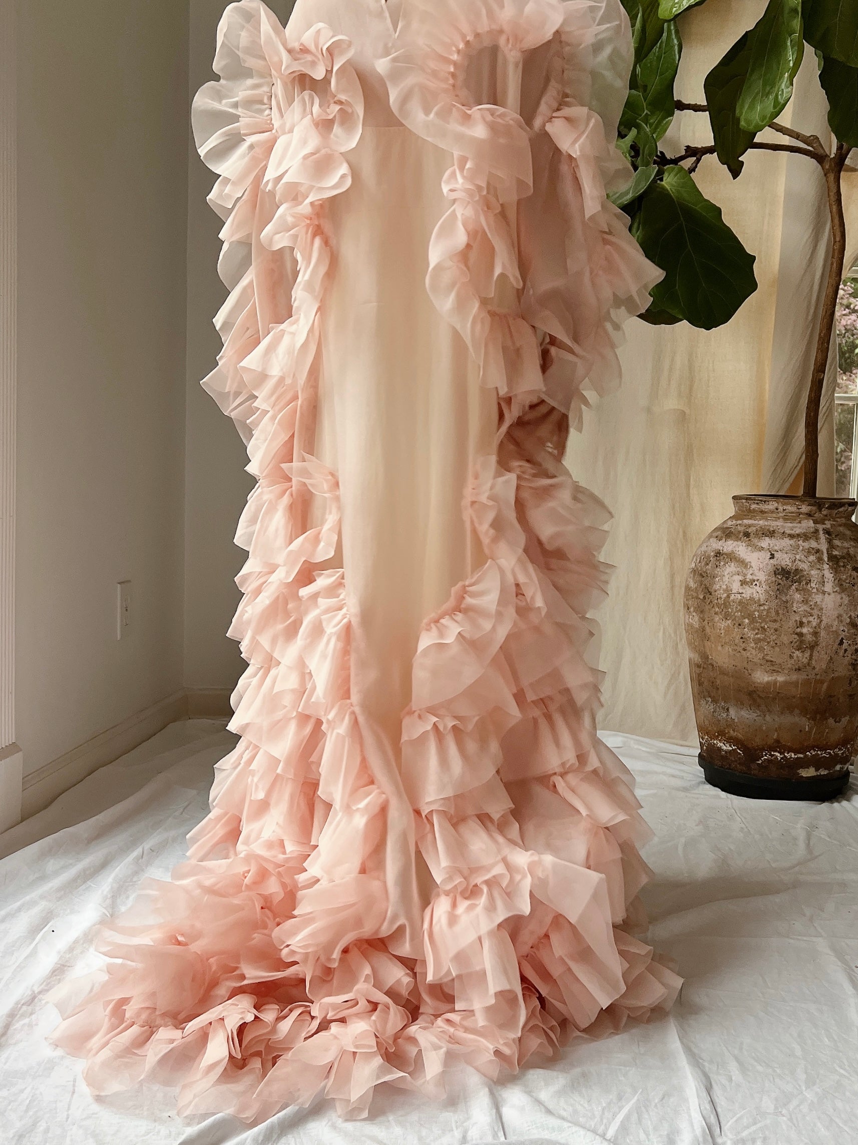 Silk Organza Ruffle Gown - M