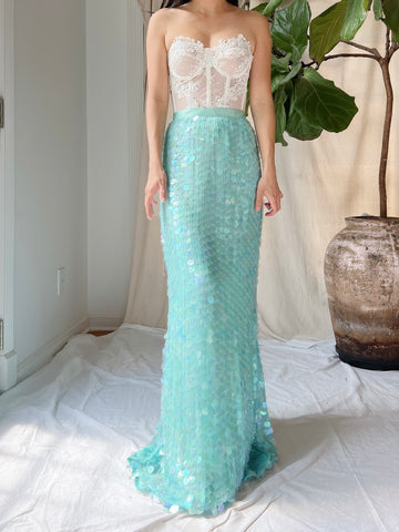 Vintage Silk Paillettes Skirt - S