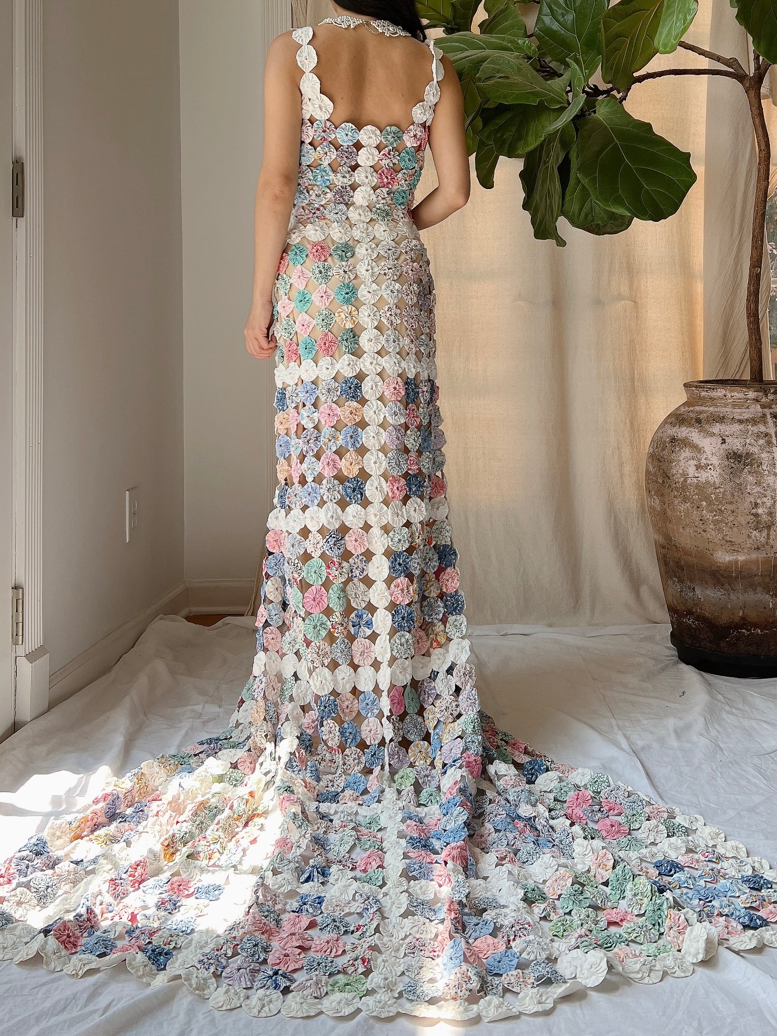 OOAK Antique Yoyo Quilt Gown - S/M