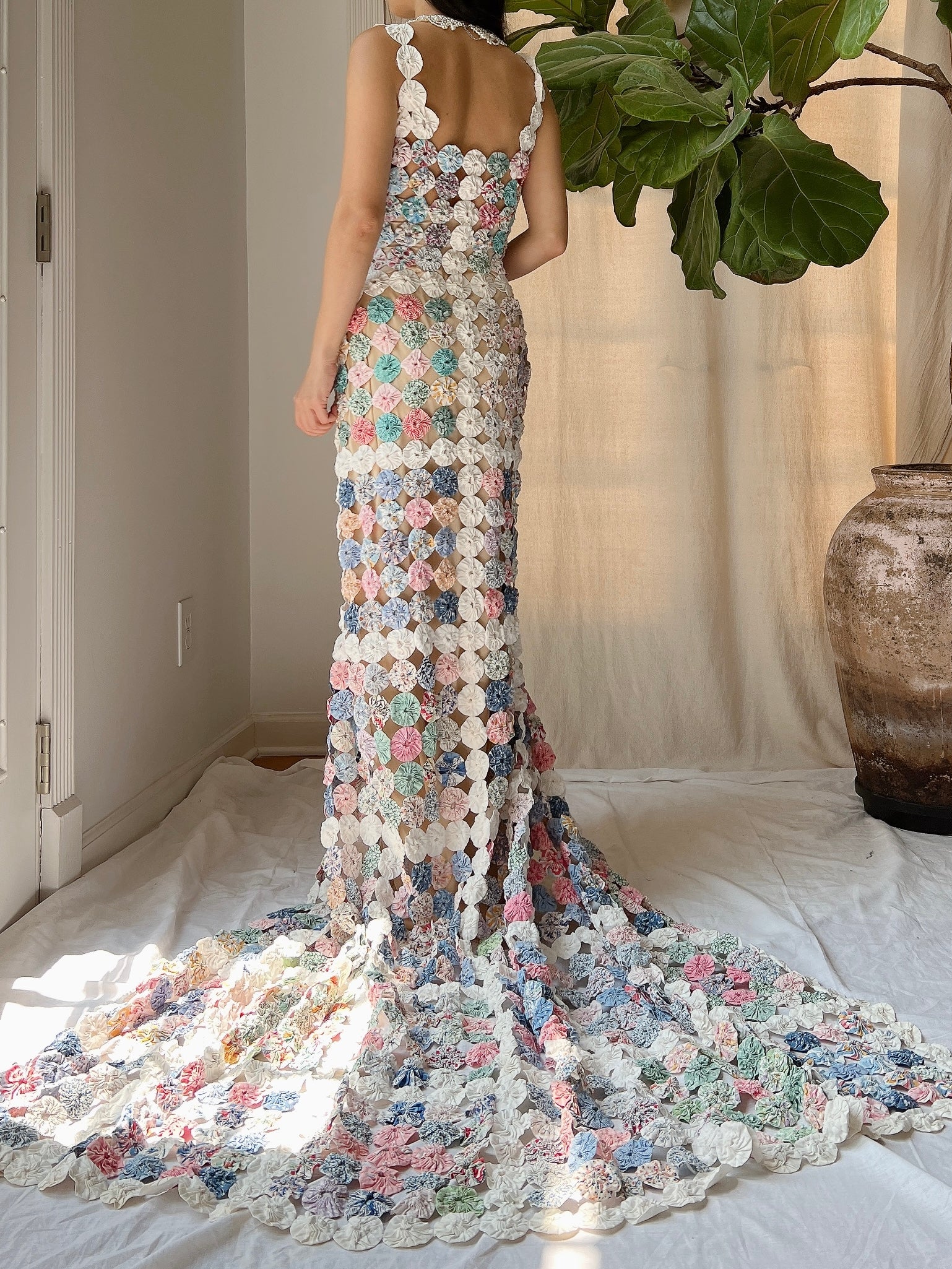 OOAK Antique Yoyo Quilt Gown - S/M