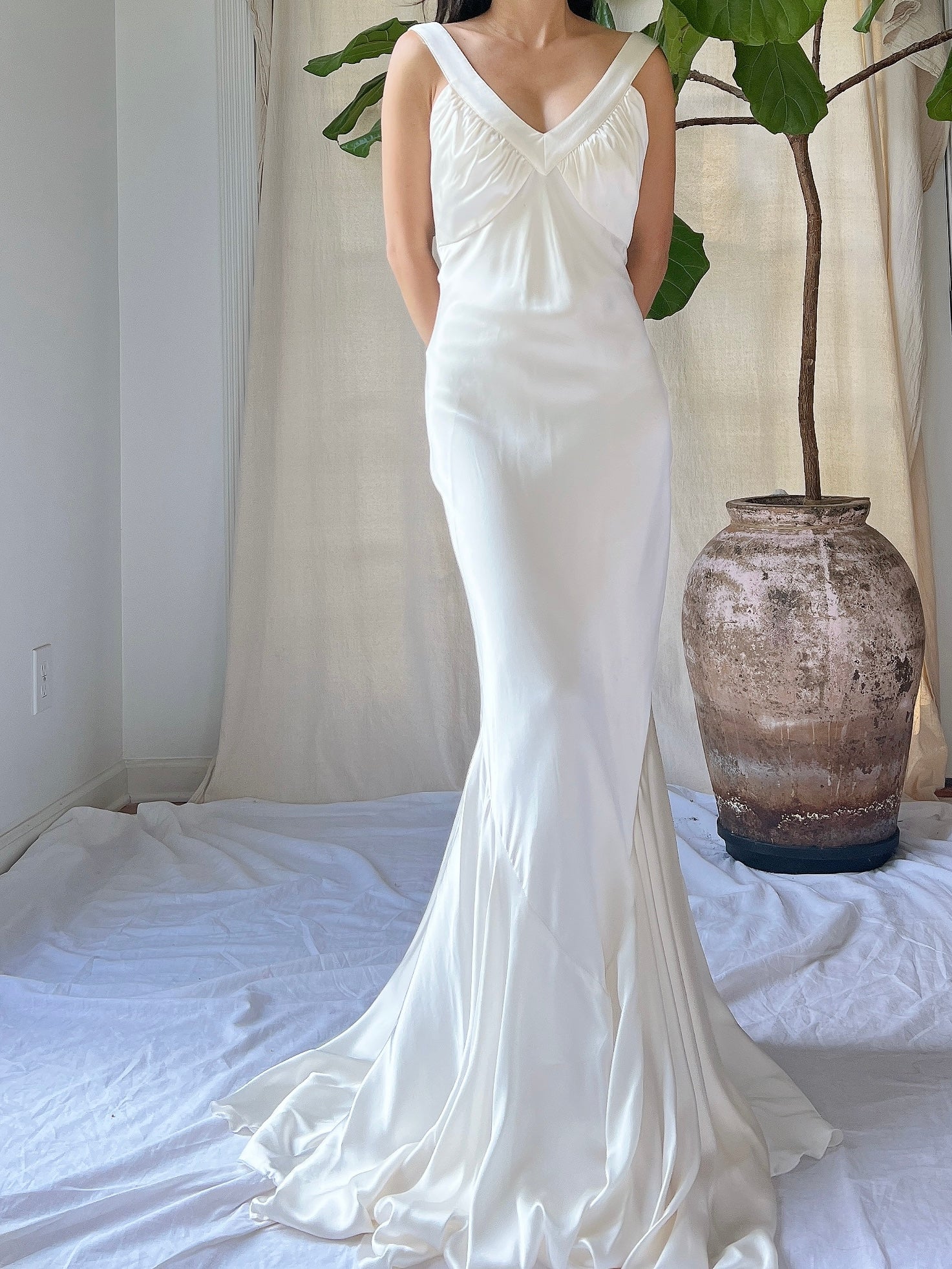 Vintage Silk Bias Cut Gown - M
