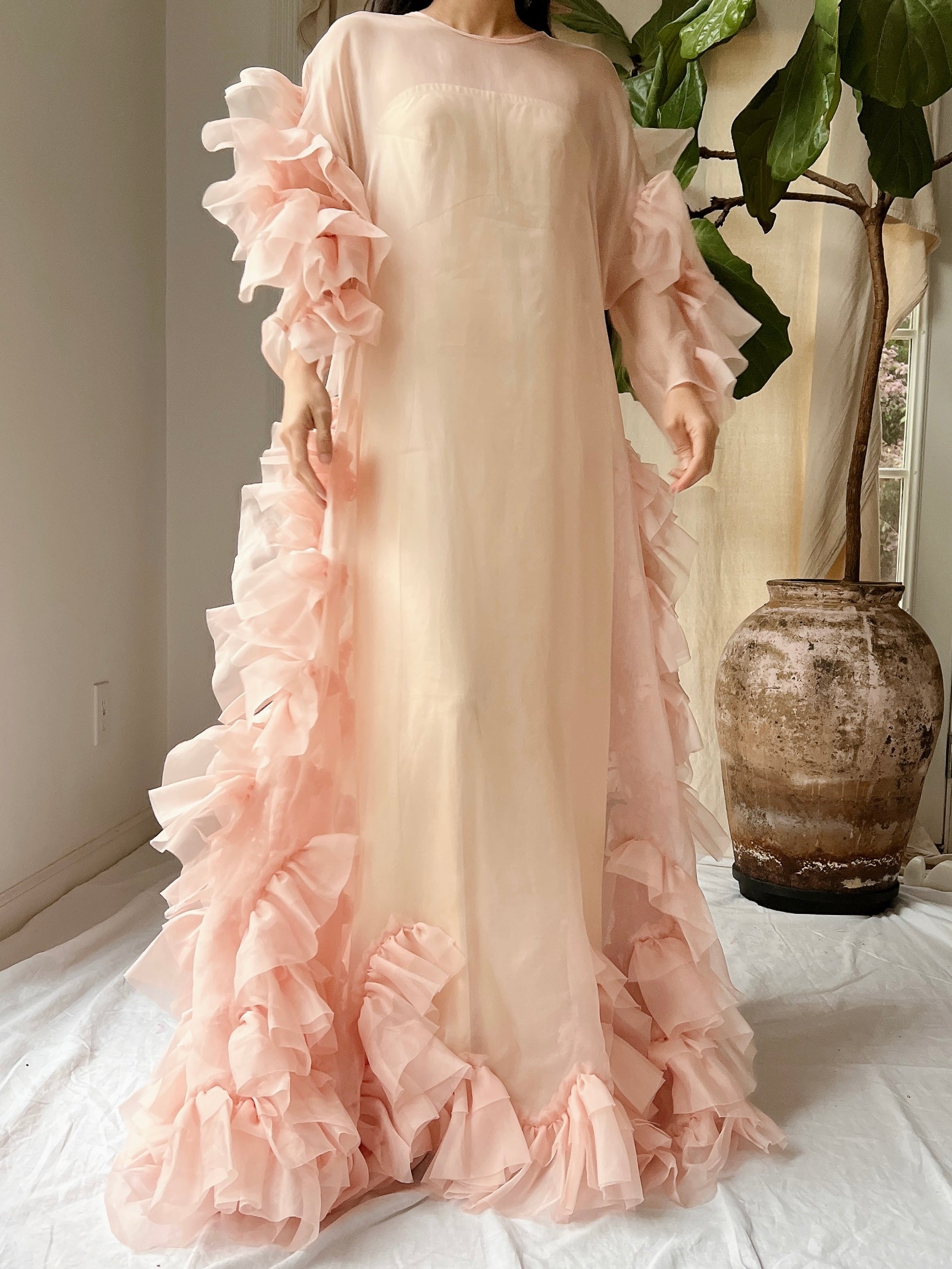 Silk Organza Ruffle Gown - M