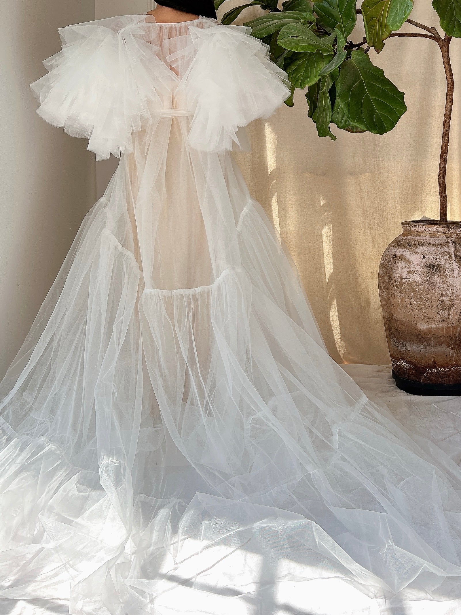 White Tulle Dressing Gown - OSFM
